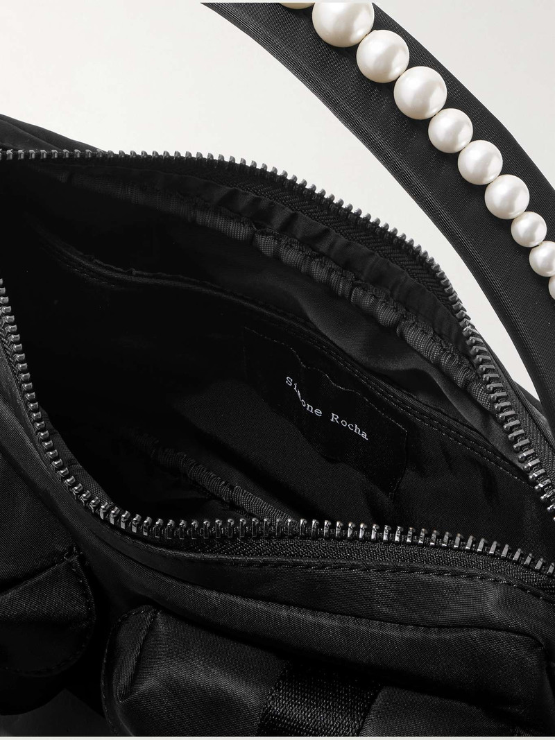 Webbing-trimmed faux pearl-embellished shell shoulder bag 5
