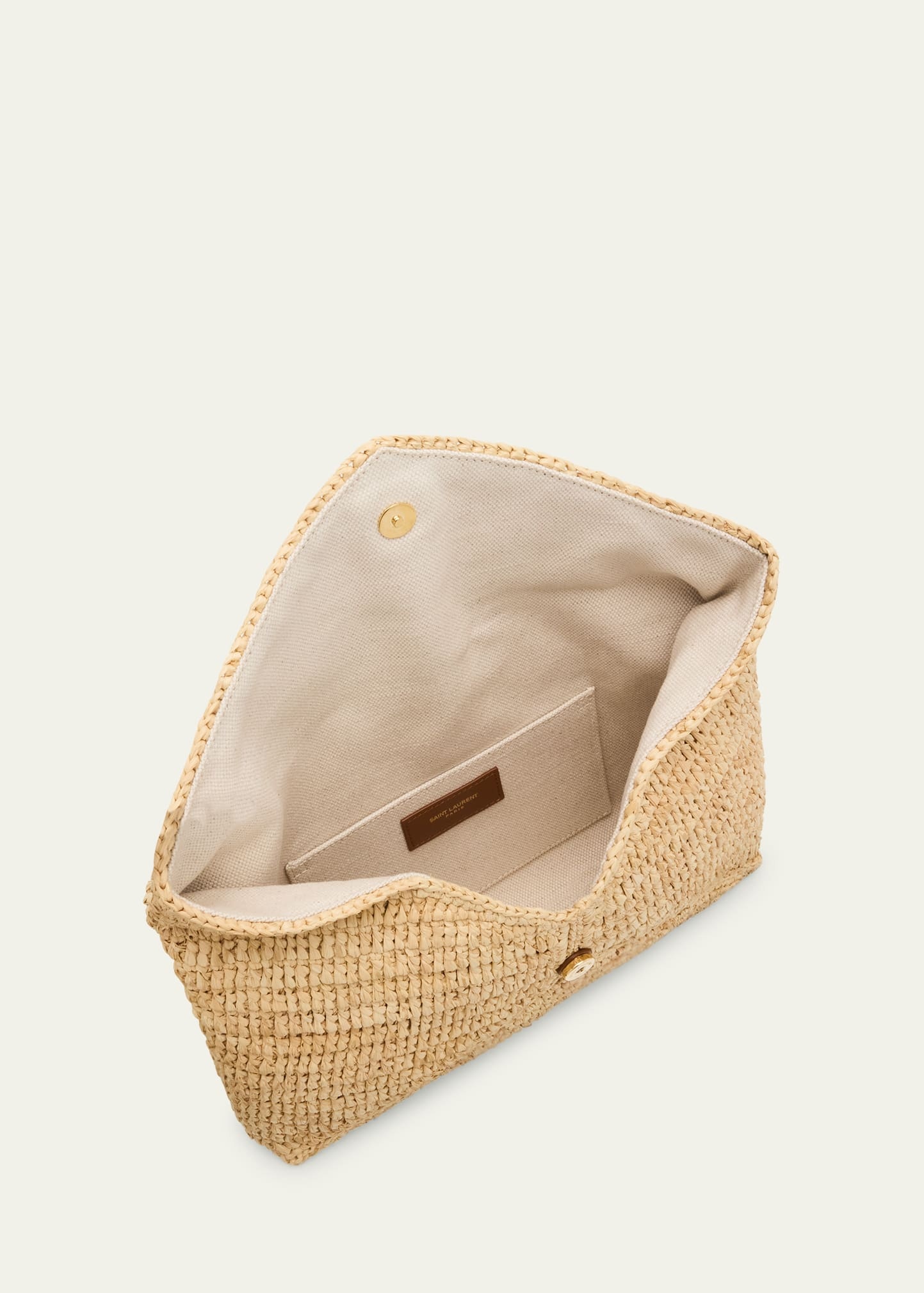 SAINT LAURENT Large YSL Envelope Pouch Clutch Bag in Raffia