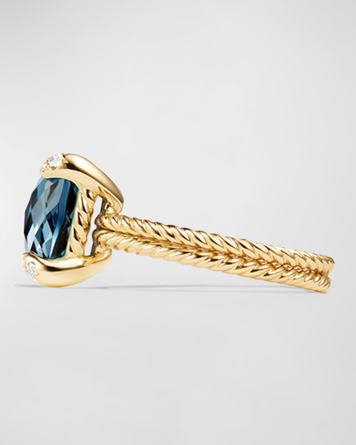 Chatelaine Ring with Diamonds and Gemstone in 18K Gold, 11mm - 4