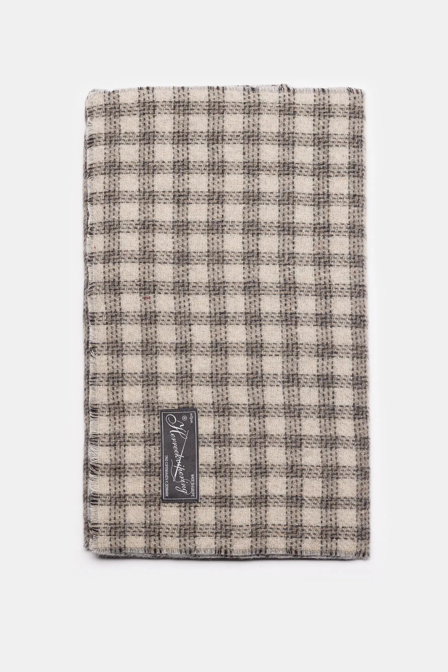 Wool Scarf in Grey Double Faced Check - 1