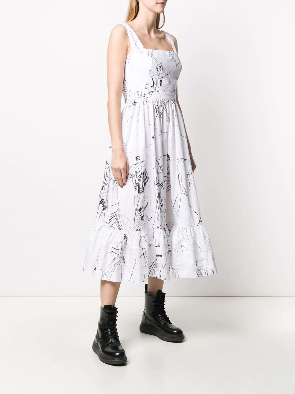 illustration print dress - 3