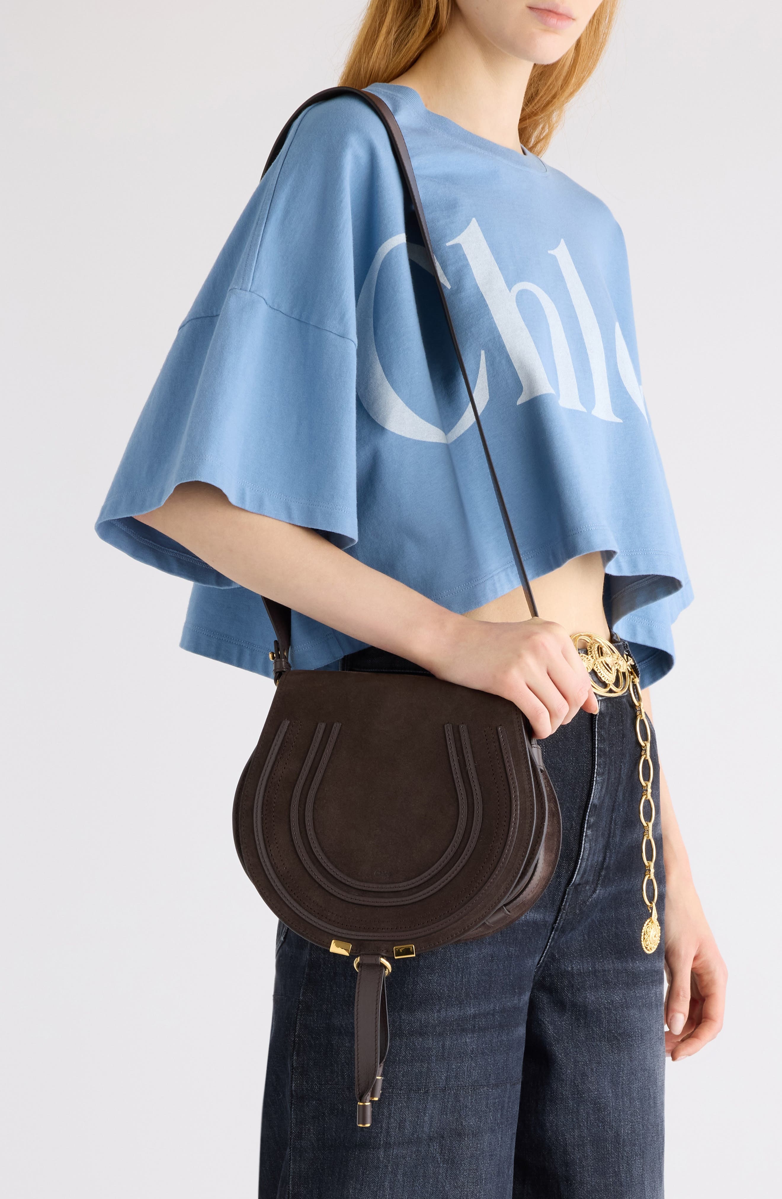 Chloé Large Marcie Suede Crossbody Bag in Kohl Brown at Nordstrom - 3