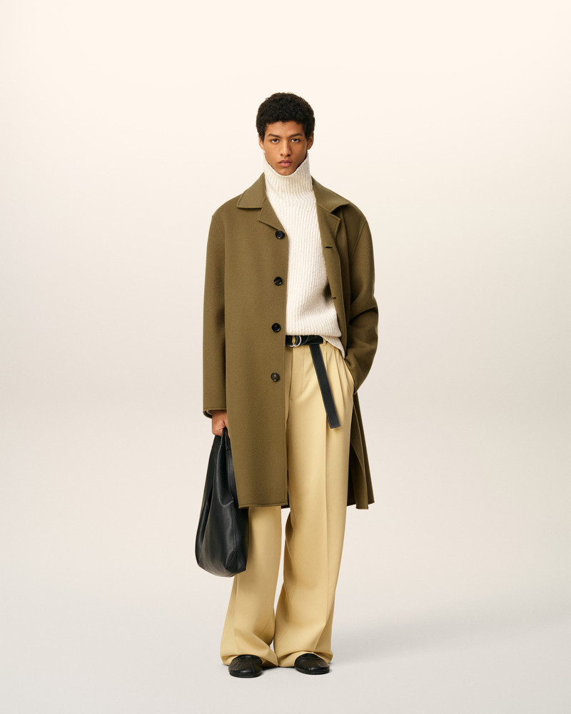 AMI Paris GREEN WOOL BELTED COAT outlook
