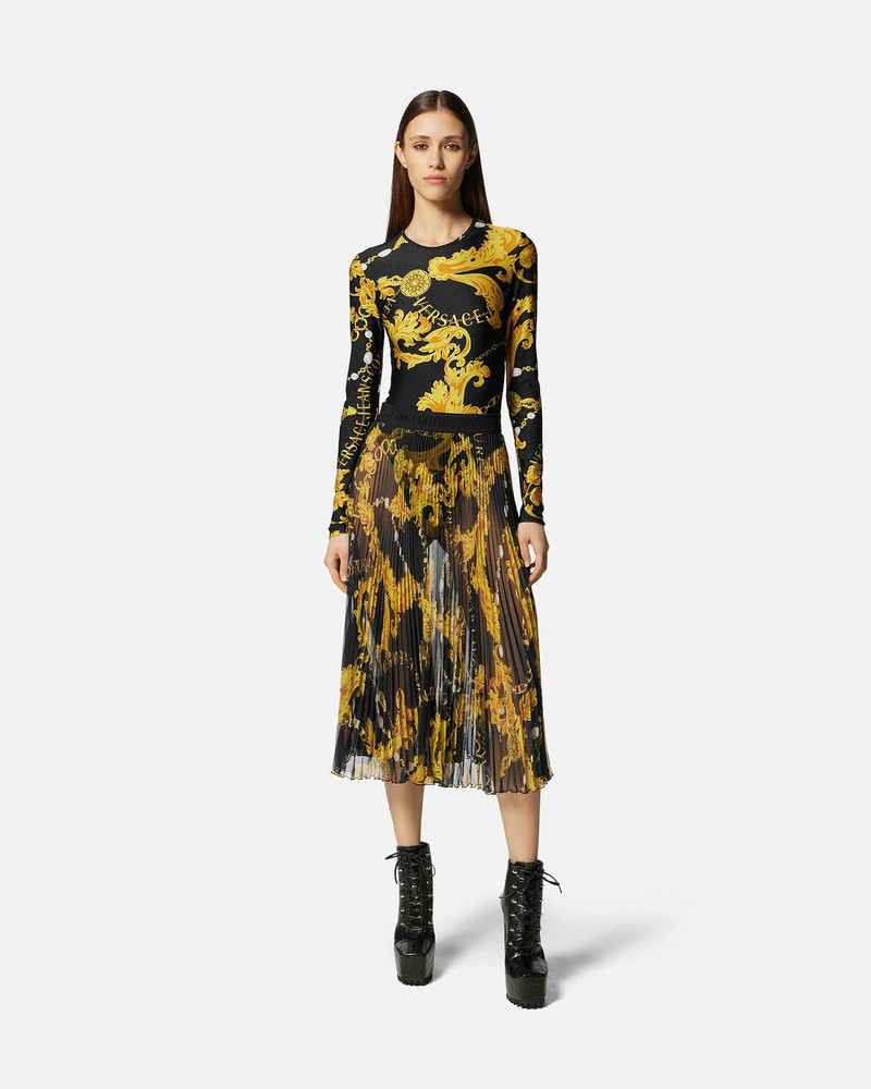 VERSACE JEANS COUTURE Chain Couture Pleated Midi Skirt outlook