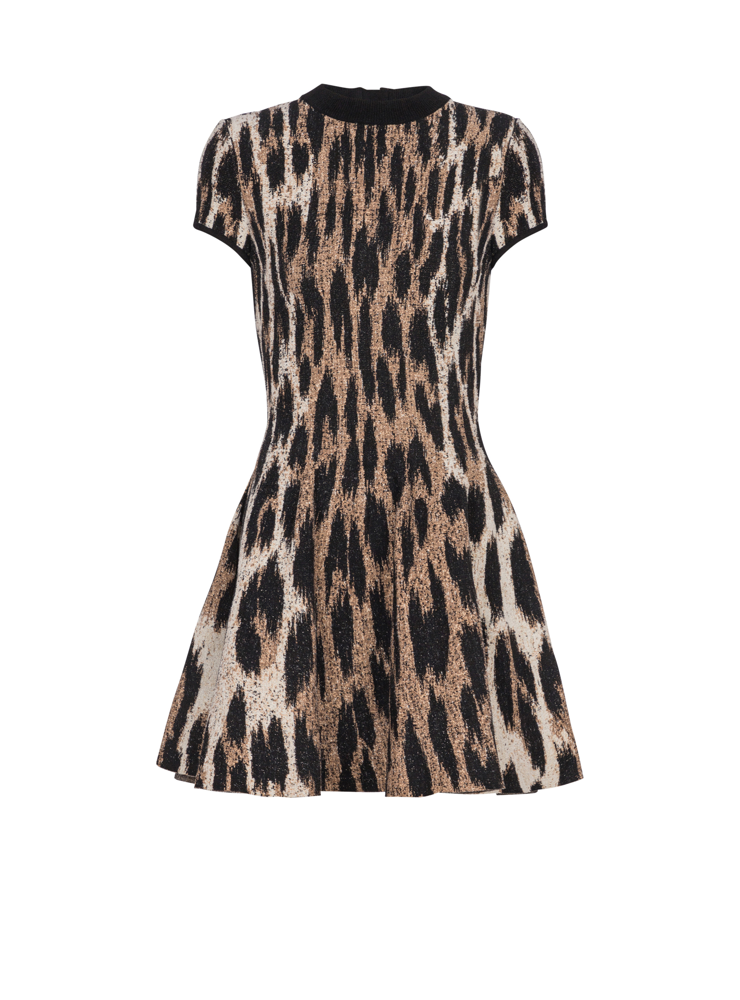 A-line leopard print jacquard dress - 1