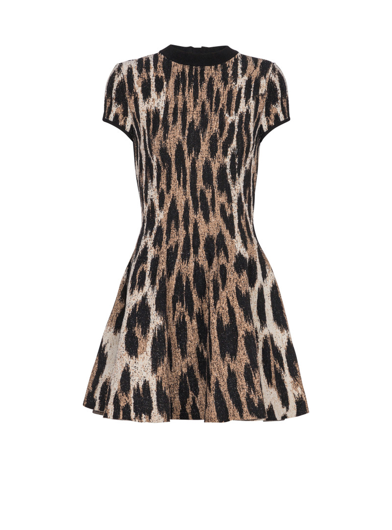 A-line leopard print jacquard dress 1