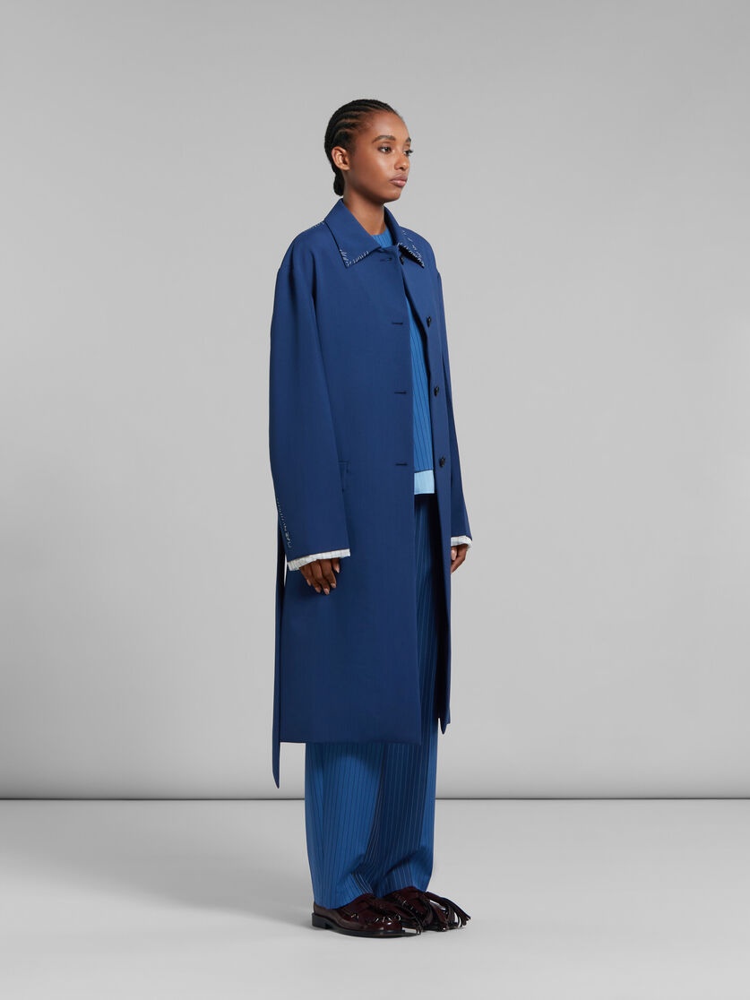 BLUE TROPICAL WOOL TRENCH COAT - 6