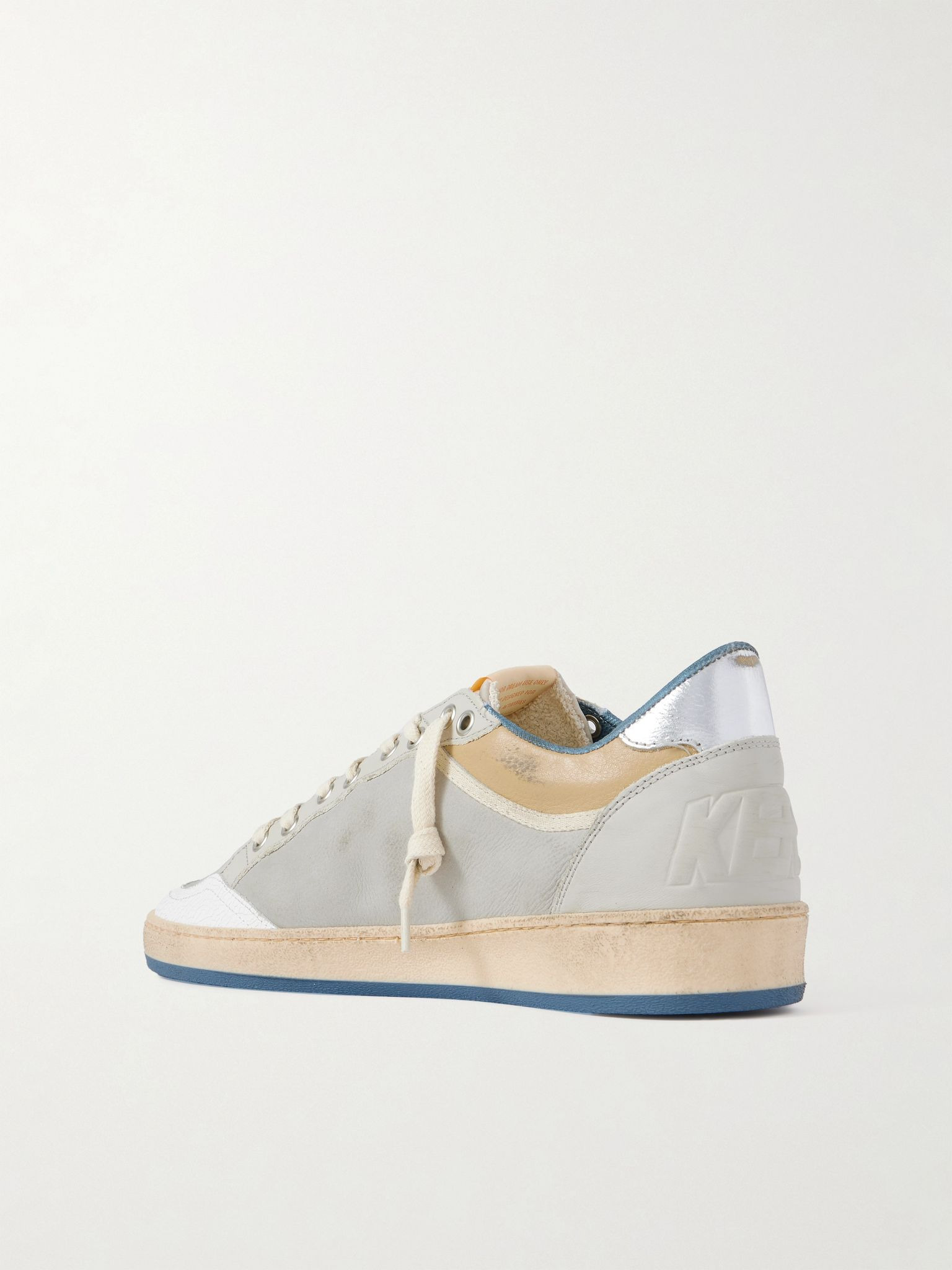 Ball Star Distressed Leather Sneakers Gray - 4