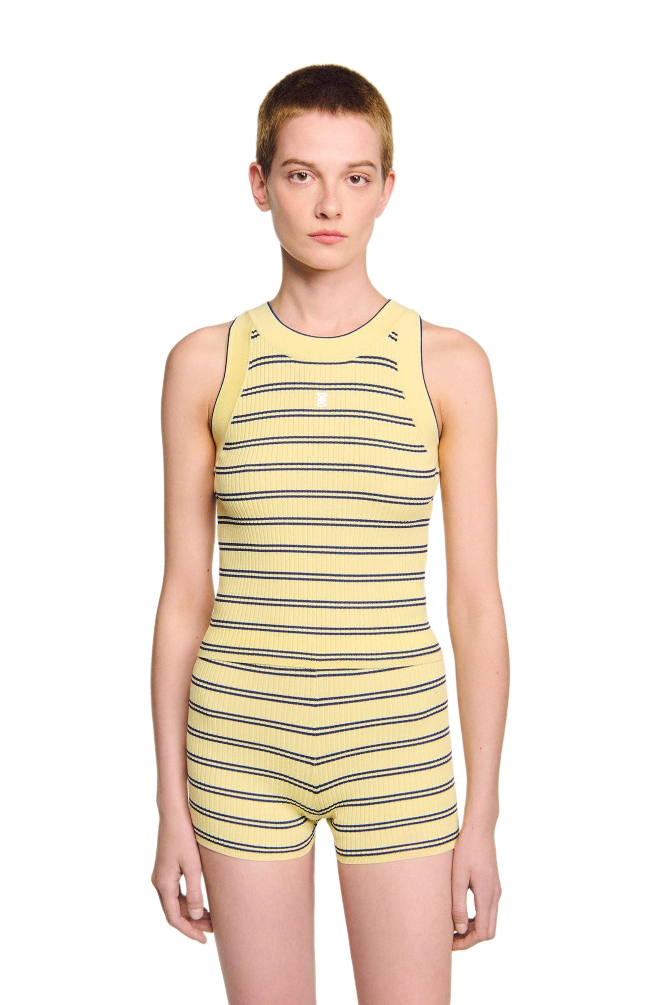 SANDRO Striped knit vest top in Light Yellow at Nordstrom - 3