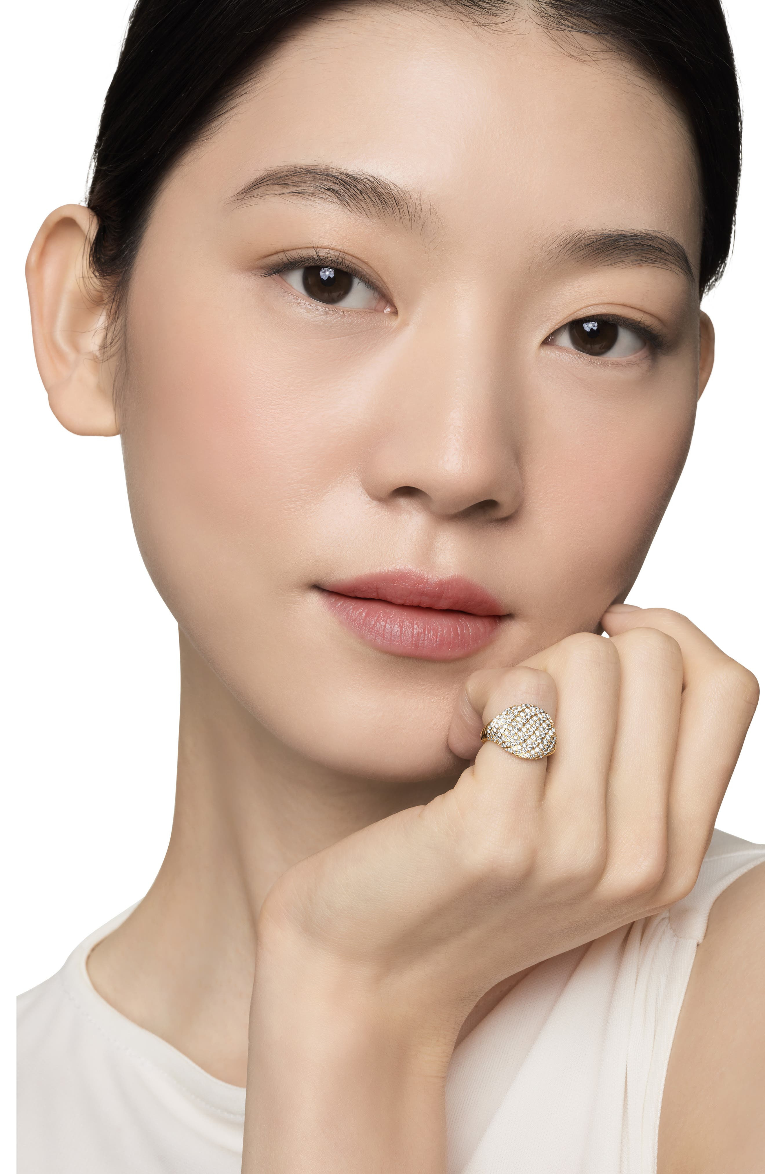 David Yurman Sculpted Cable Pinky Ring in 18K Yellow Gold with Pavé Diamonds at Nordstrom - 2