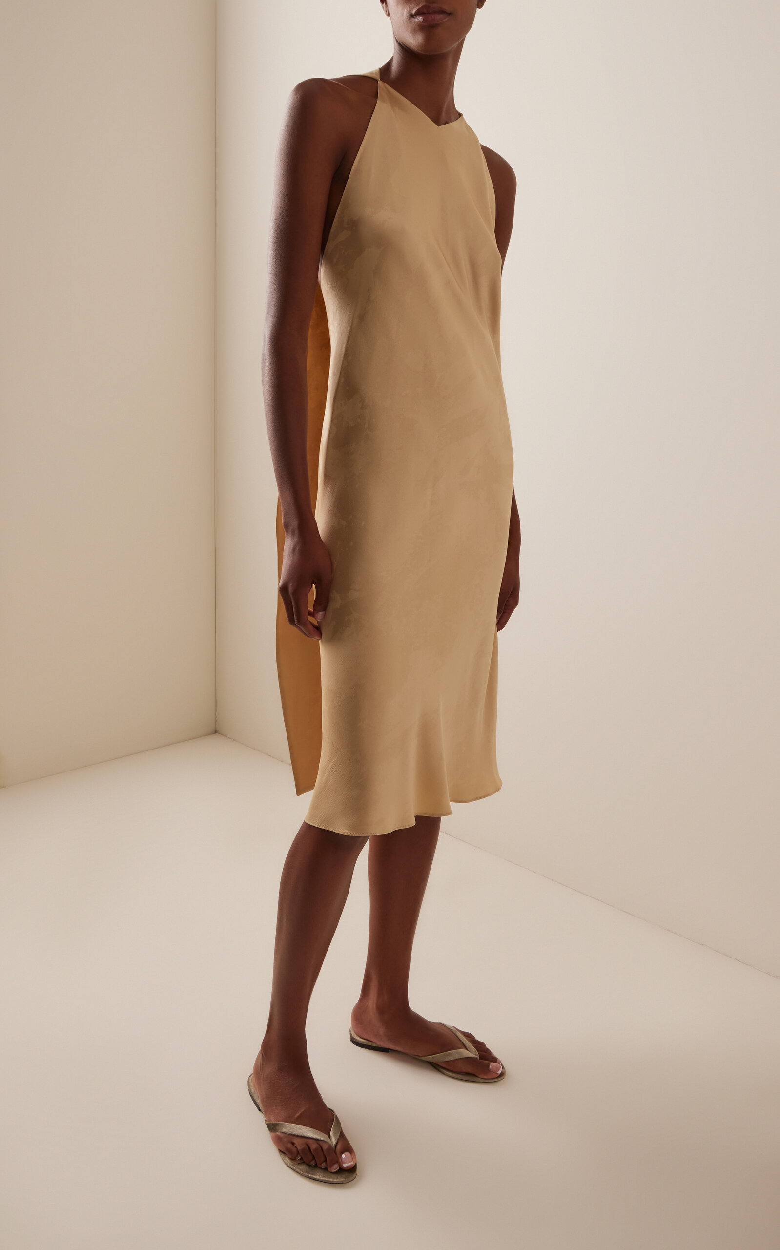 Baras Silk Midi Cape Dress neutral - 2