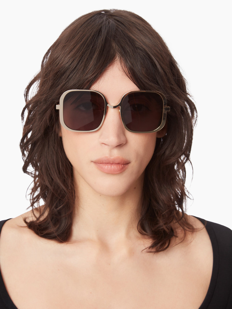 NINA RICCI Upside-down square shiny rose gold Sunglasses outlook
