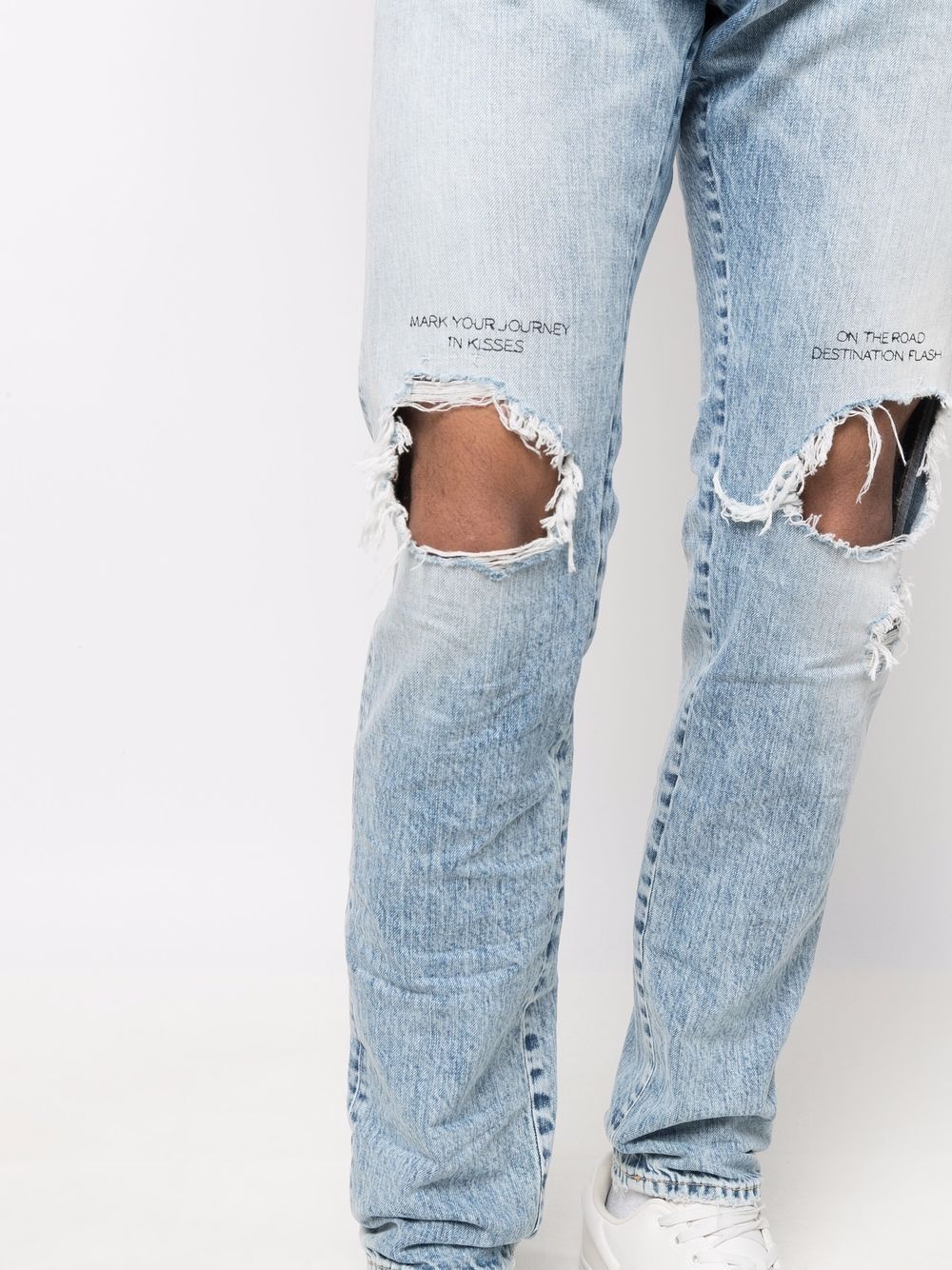 distressed straight-leg jeans - 5