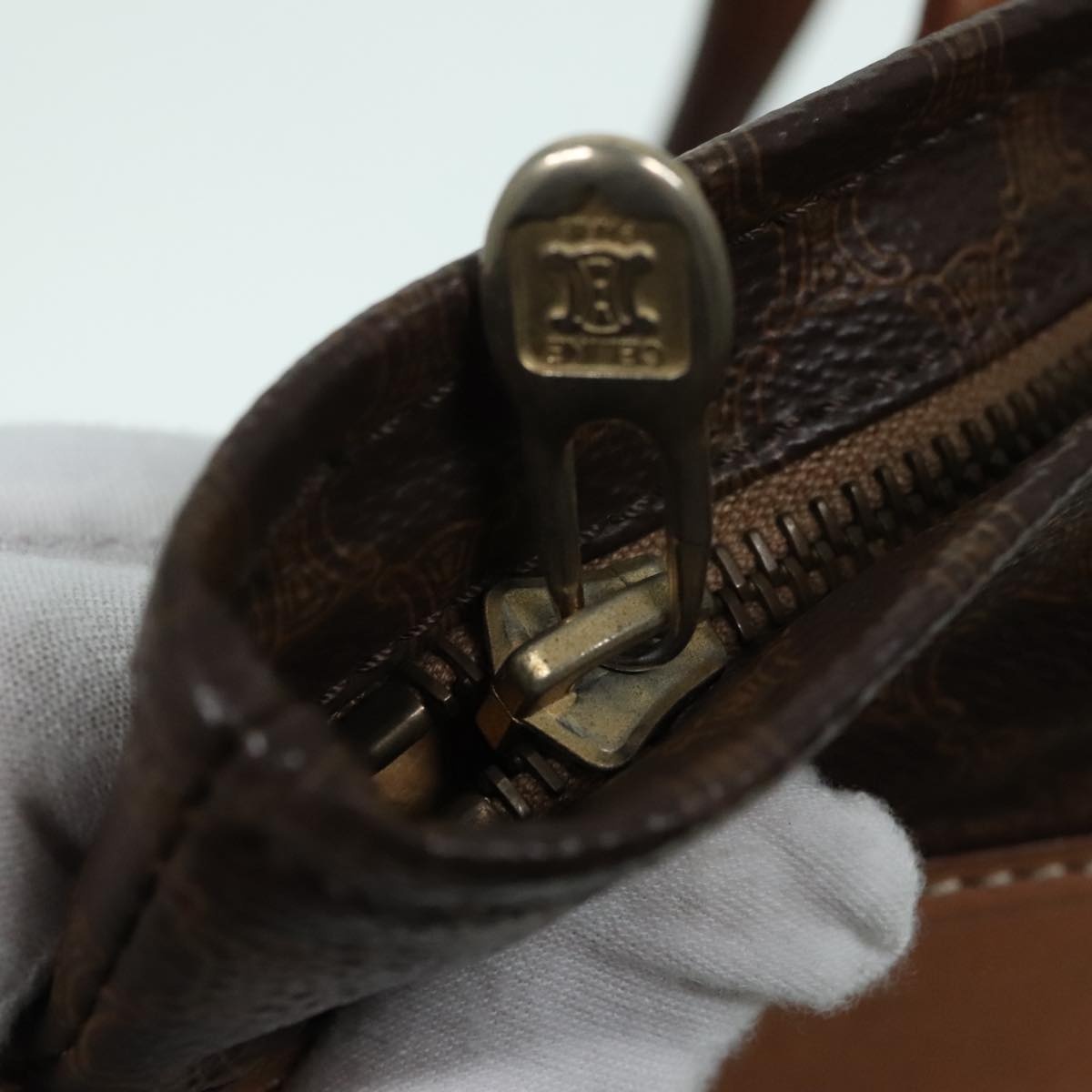 CELINE Macadam Canvas Tote Bag Pvc Leather Brown Gold - 9