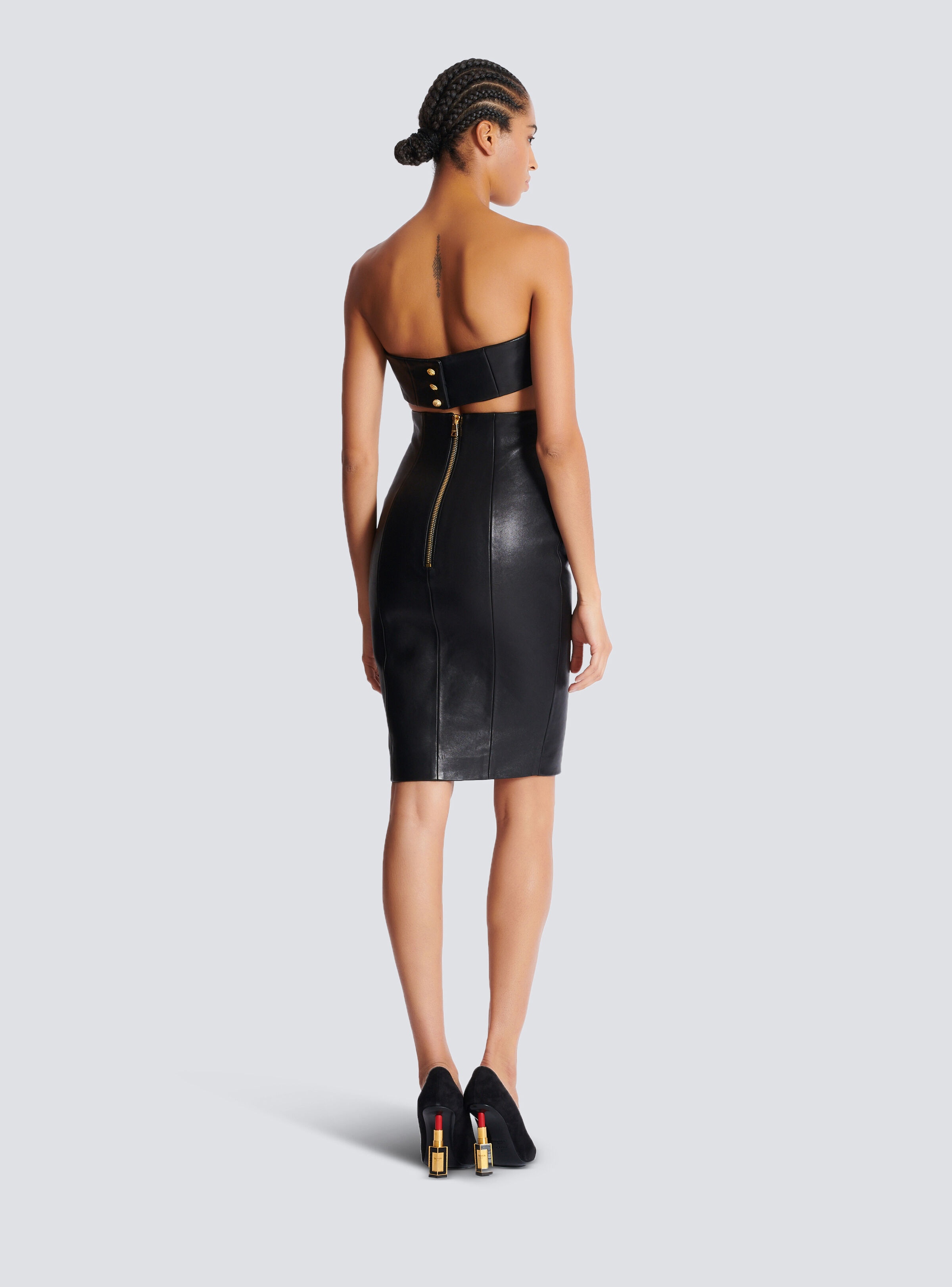 Strapless lambskin dress - 4