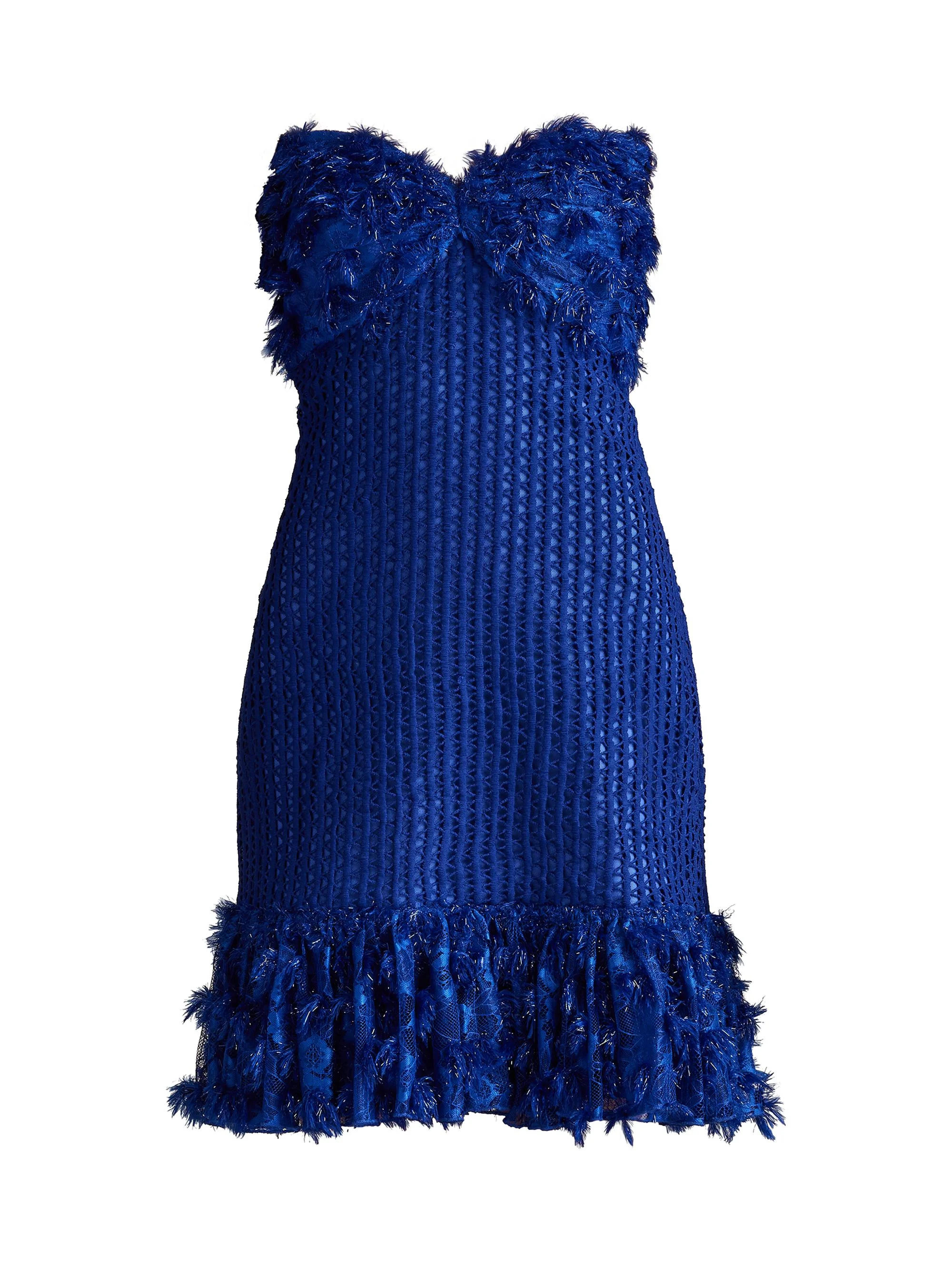Women's Frayed Strapless Minidress - Neon Blue - 1