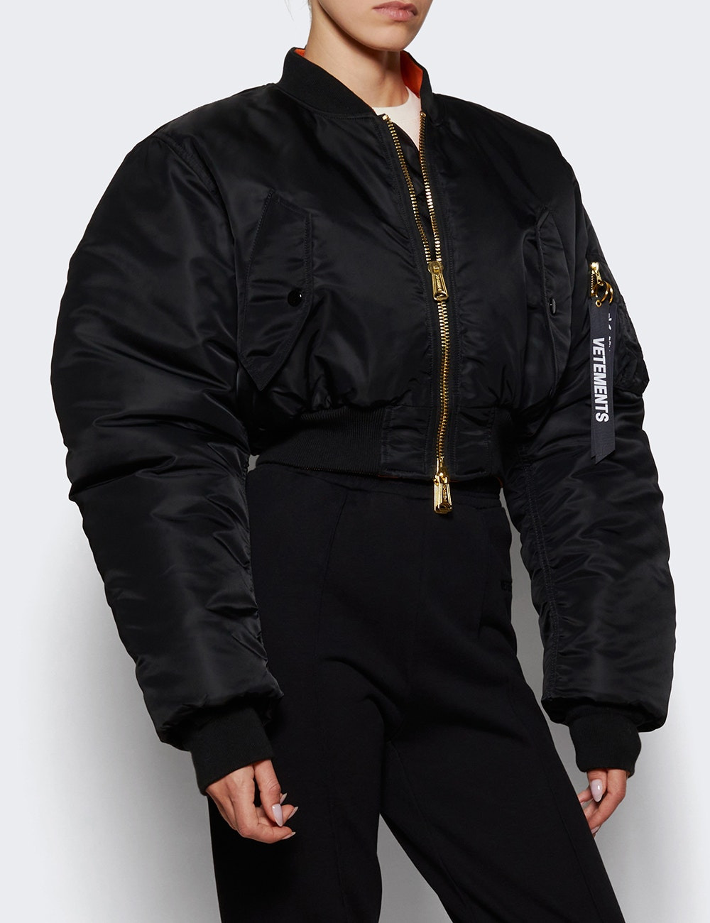 Cropped Bomber Jacket Black - 2