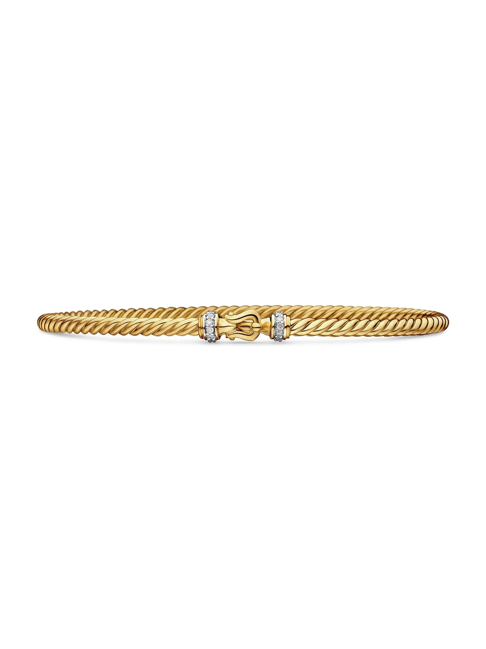 Women's Buckle Classic Cable Bracelet in 18K Yellow Gold - Diamond - 1