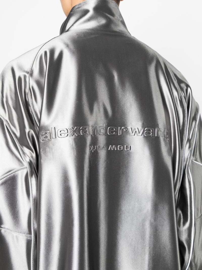logo-embossed metallic track jacket 5