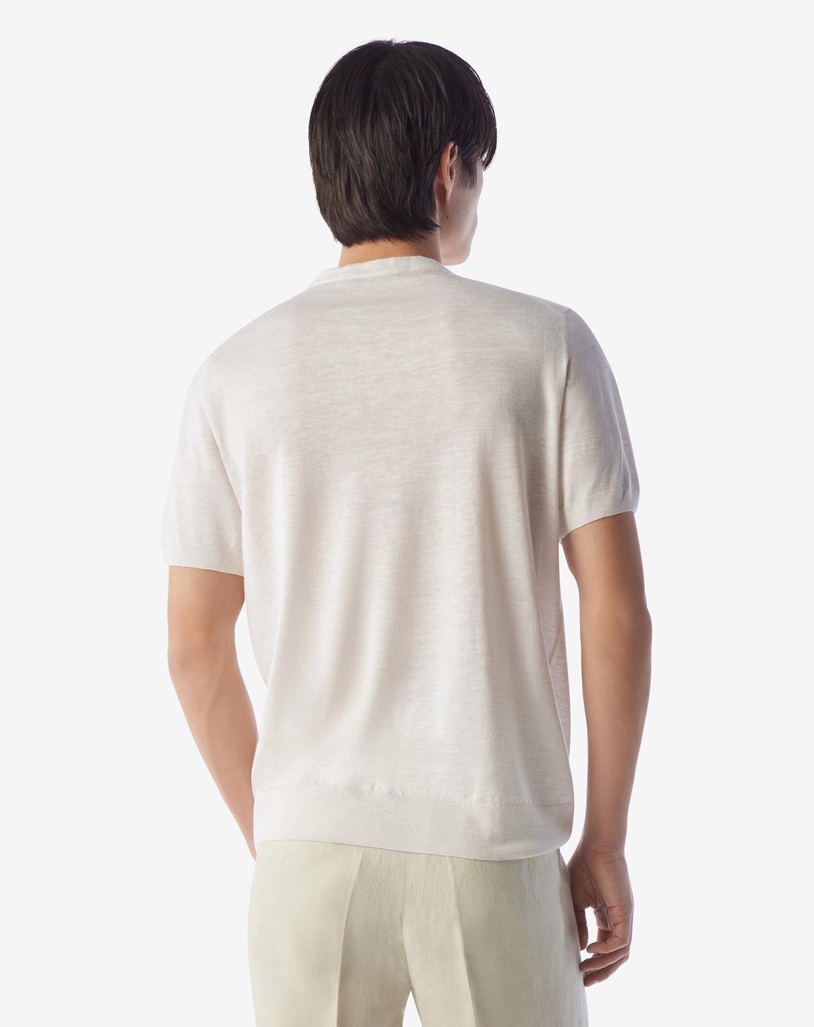 White silk and linen crew neck knitwear - 3