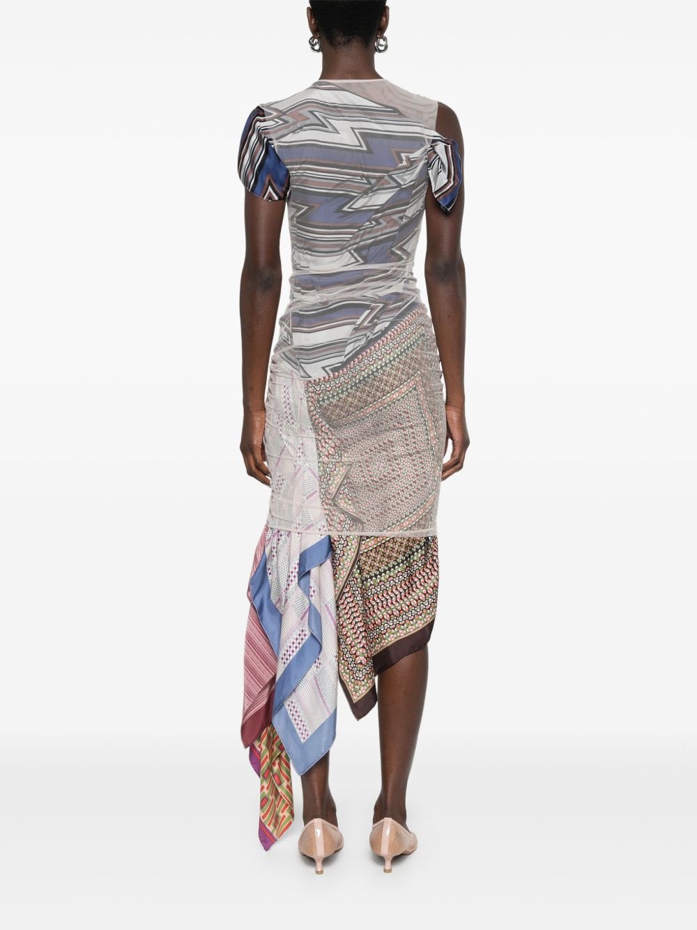 silk-scarves midi dress - 4