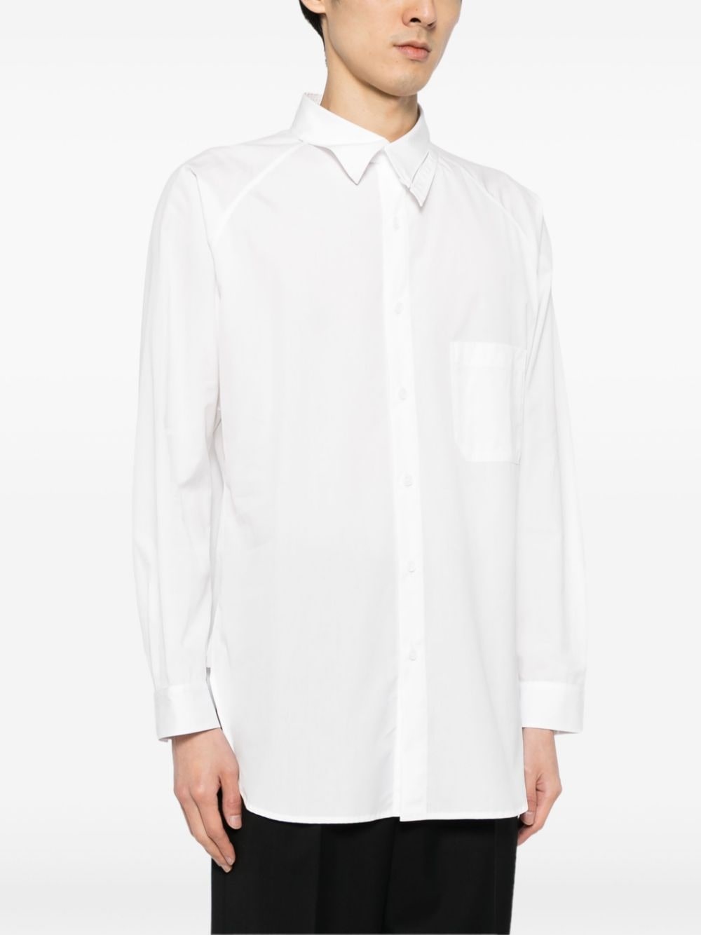 asymmetric-collar cotton shirt - 3