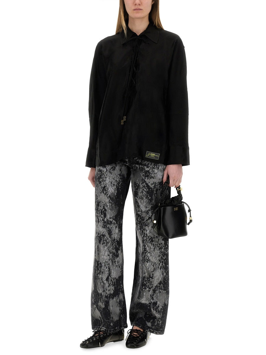 Ganni Women Jacquard Satin Shirt - 2
