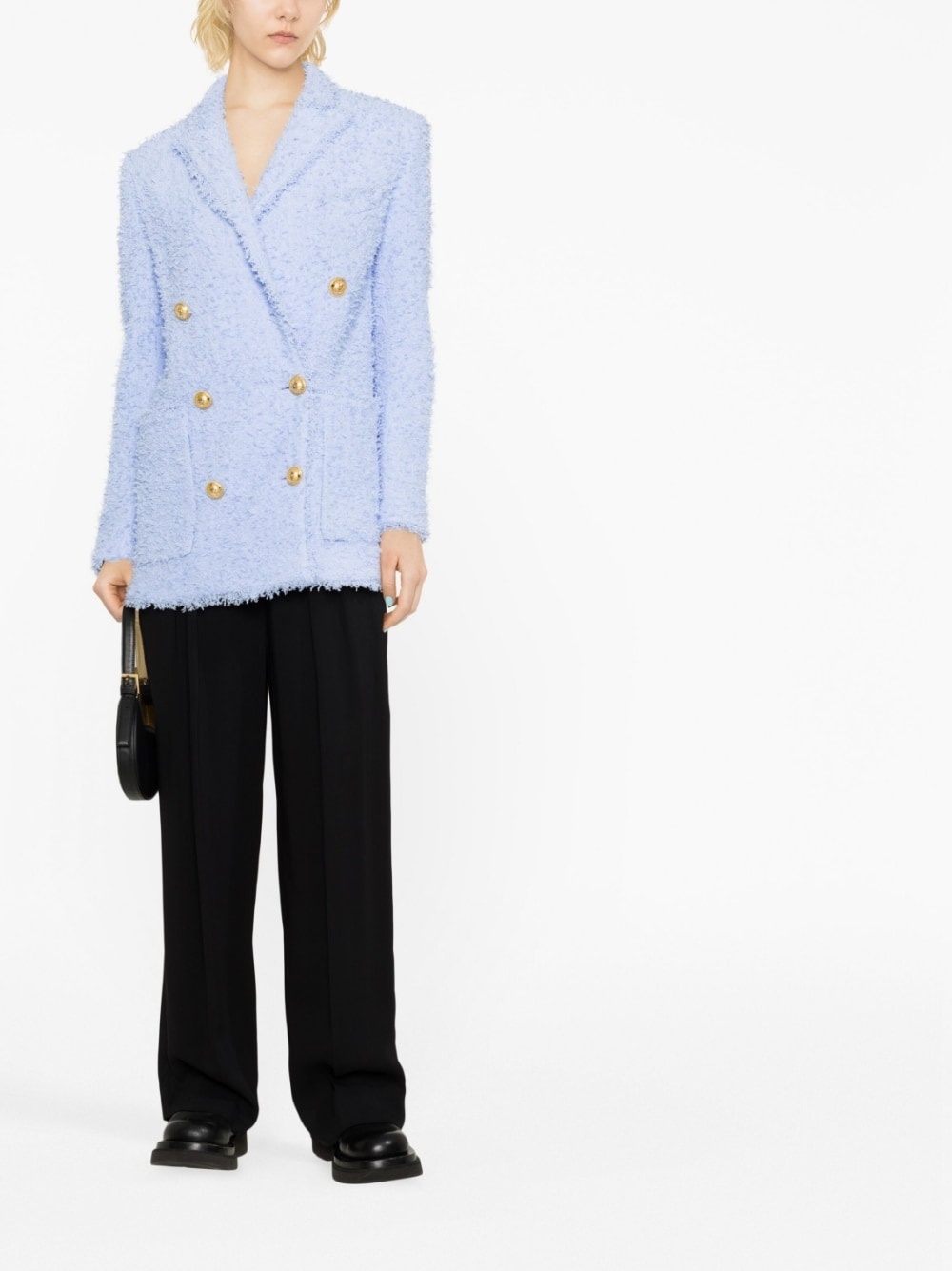 oversized double-breasted tweed blazer - 2