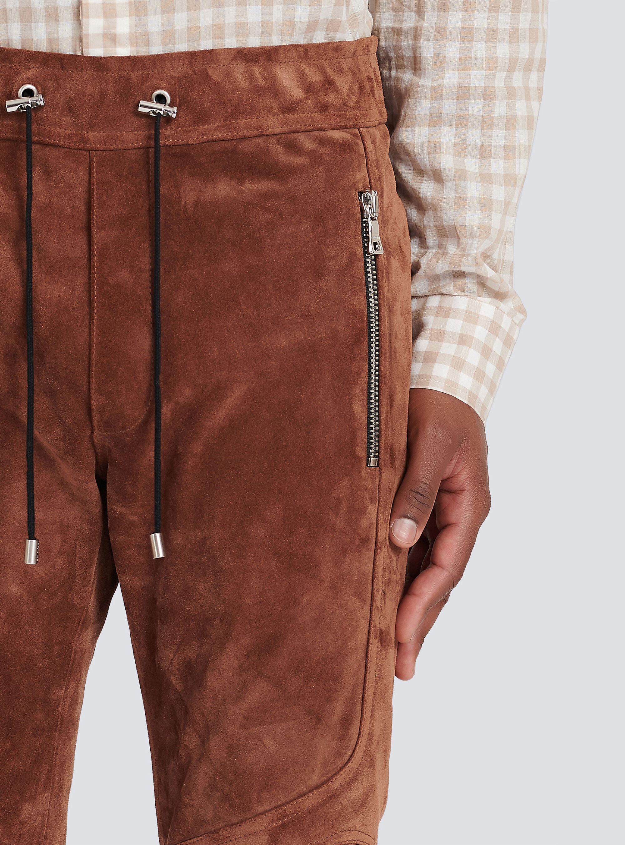 Balmain x Netflix -Slim cut suede pants - 7