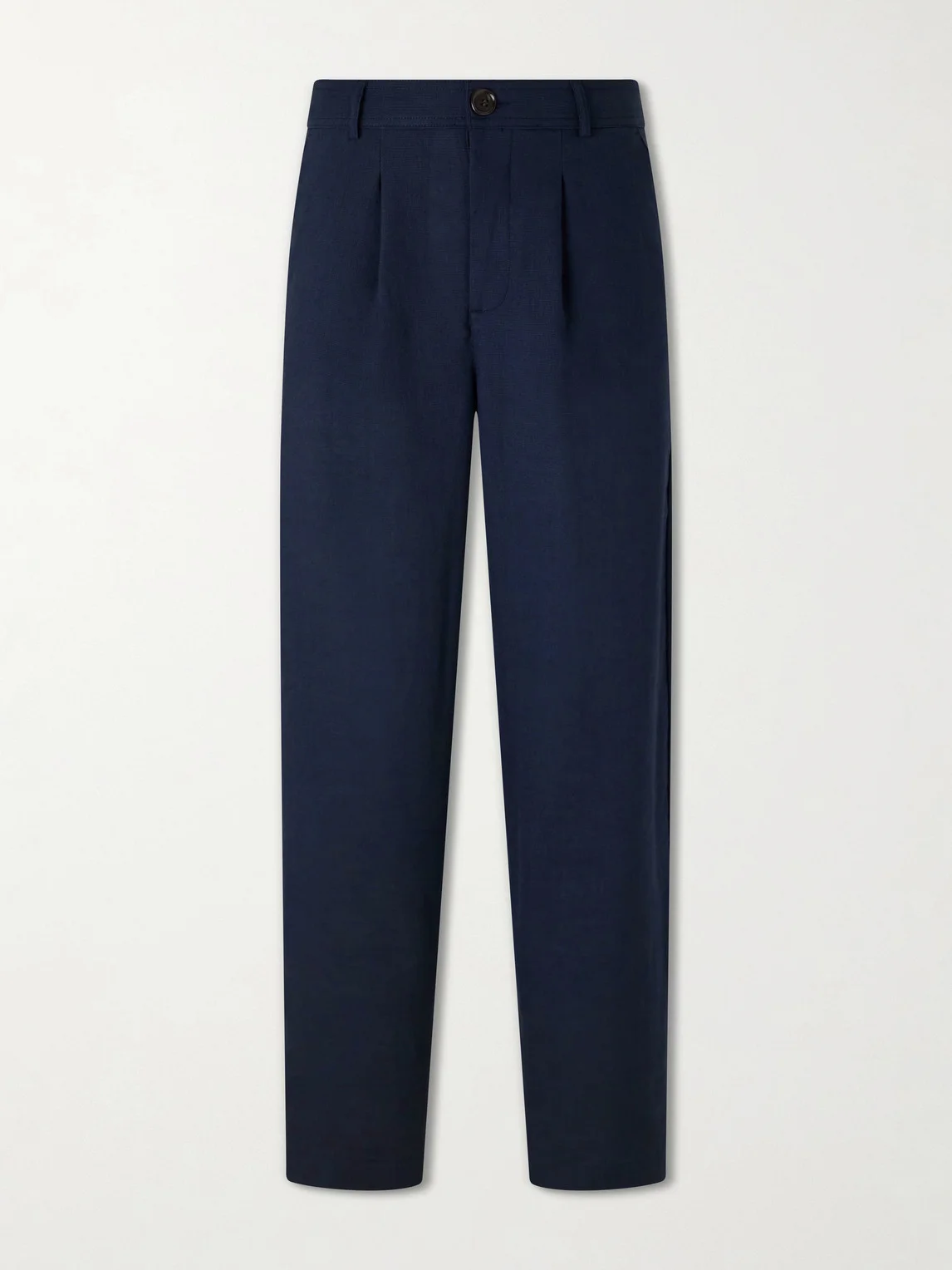 Oxford Straight-Leg Striped Linen Drawstring Trousers - 1