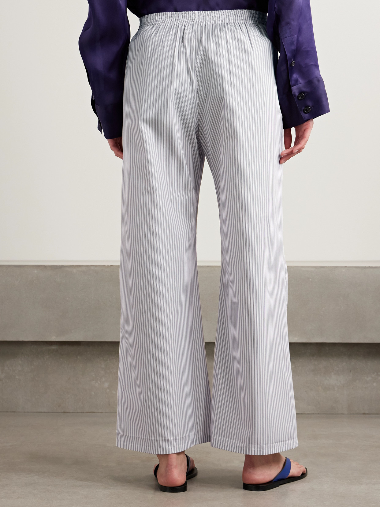 Yoshi Pinstriped Cotton-blend Poplin Wide-leg Pants - 3