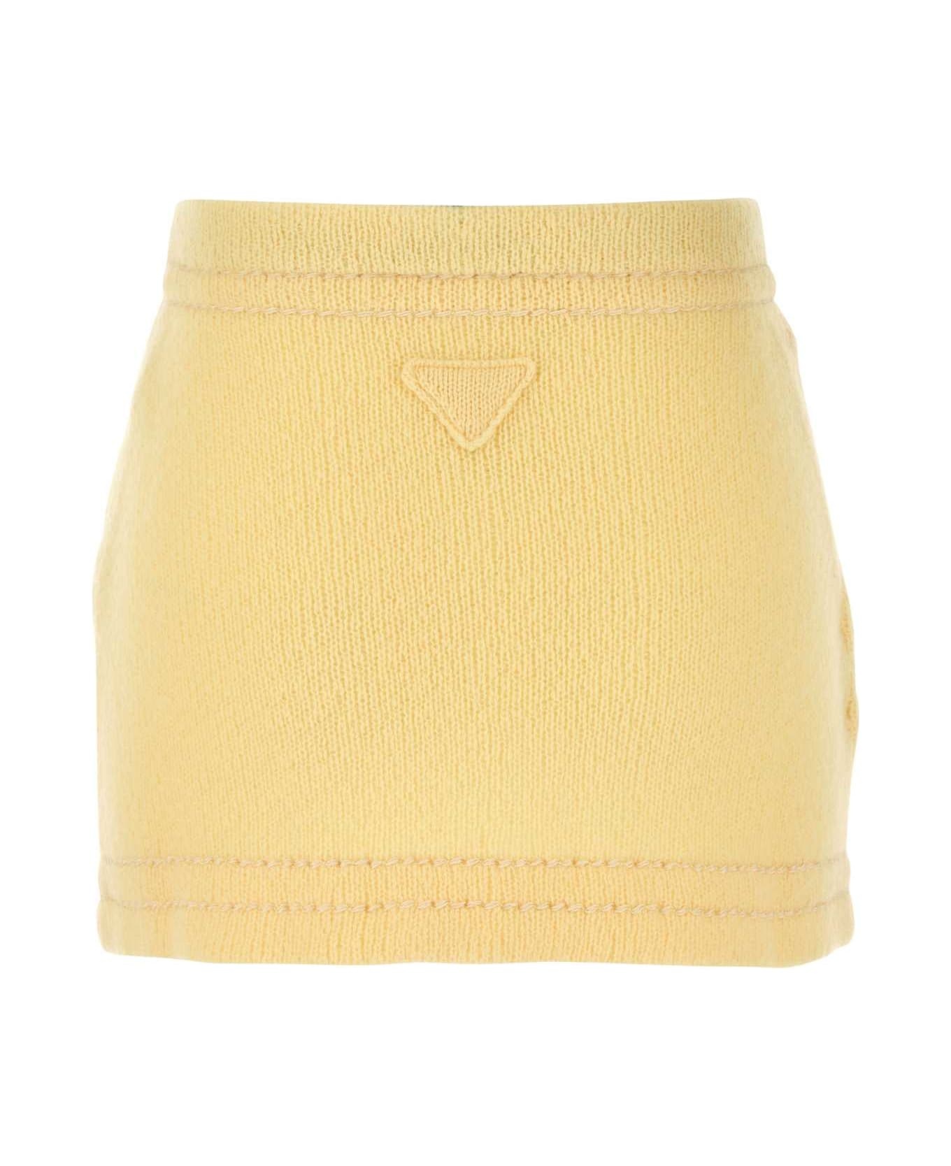 Yellow Cashmere Mini Skirt - 2