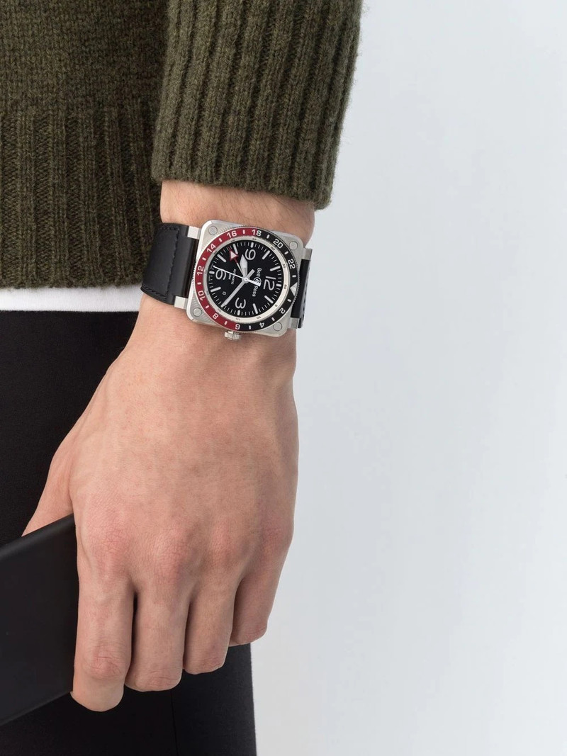 Bell & Ross BR 03-93 GMT Automatic 42mm Stainless Steel and Leather Watch, Ref. No. BR0393-BL-ST/SCA outlook