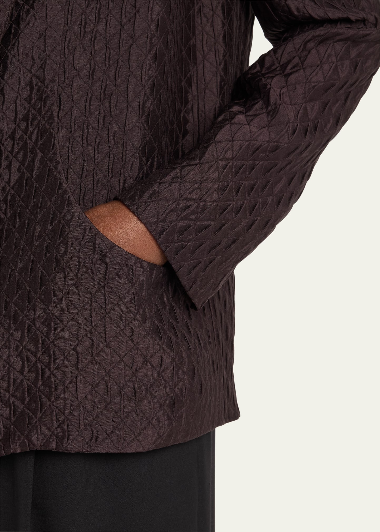 Annie Open-Front Fluid Diamond Cloquet Silk Jacket - 5
