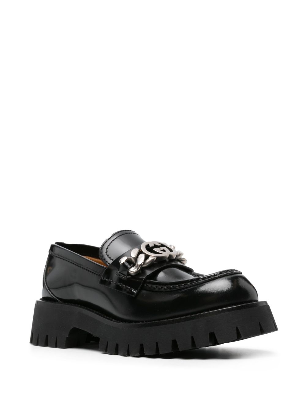 logo-chain leather loafers - 2
