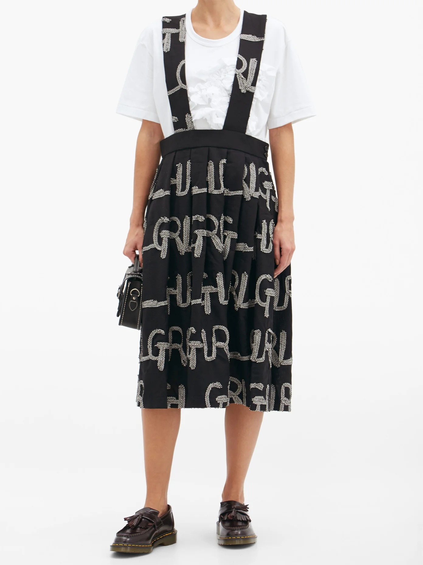 GRL-appliqué wool-twill pinafore dress - 2