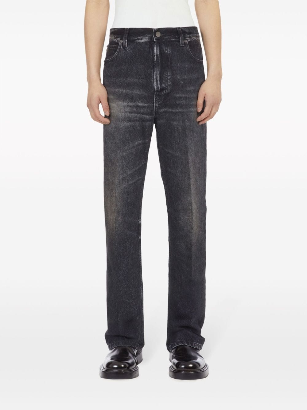 stonewashed denim straight-leg jeans - 3