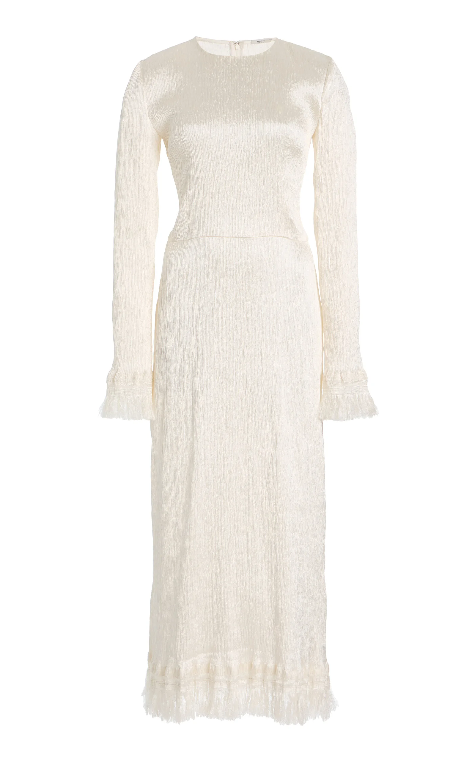 Mina Frayed Silk Midi Dress white - 1