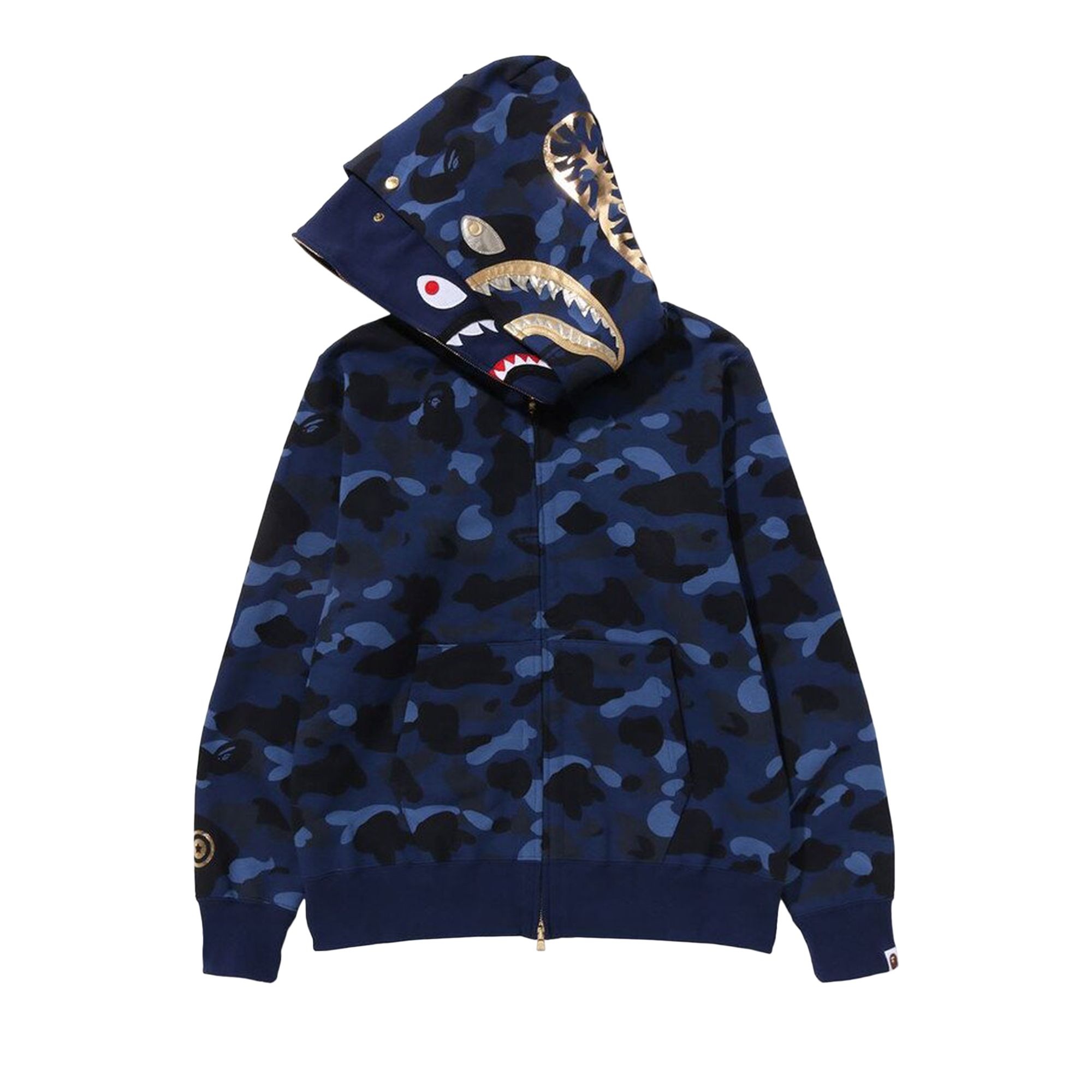 BAPE Color Camo Double Shark Full Zip Hoodie 'Navy' - 3