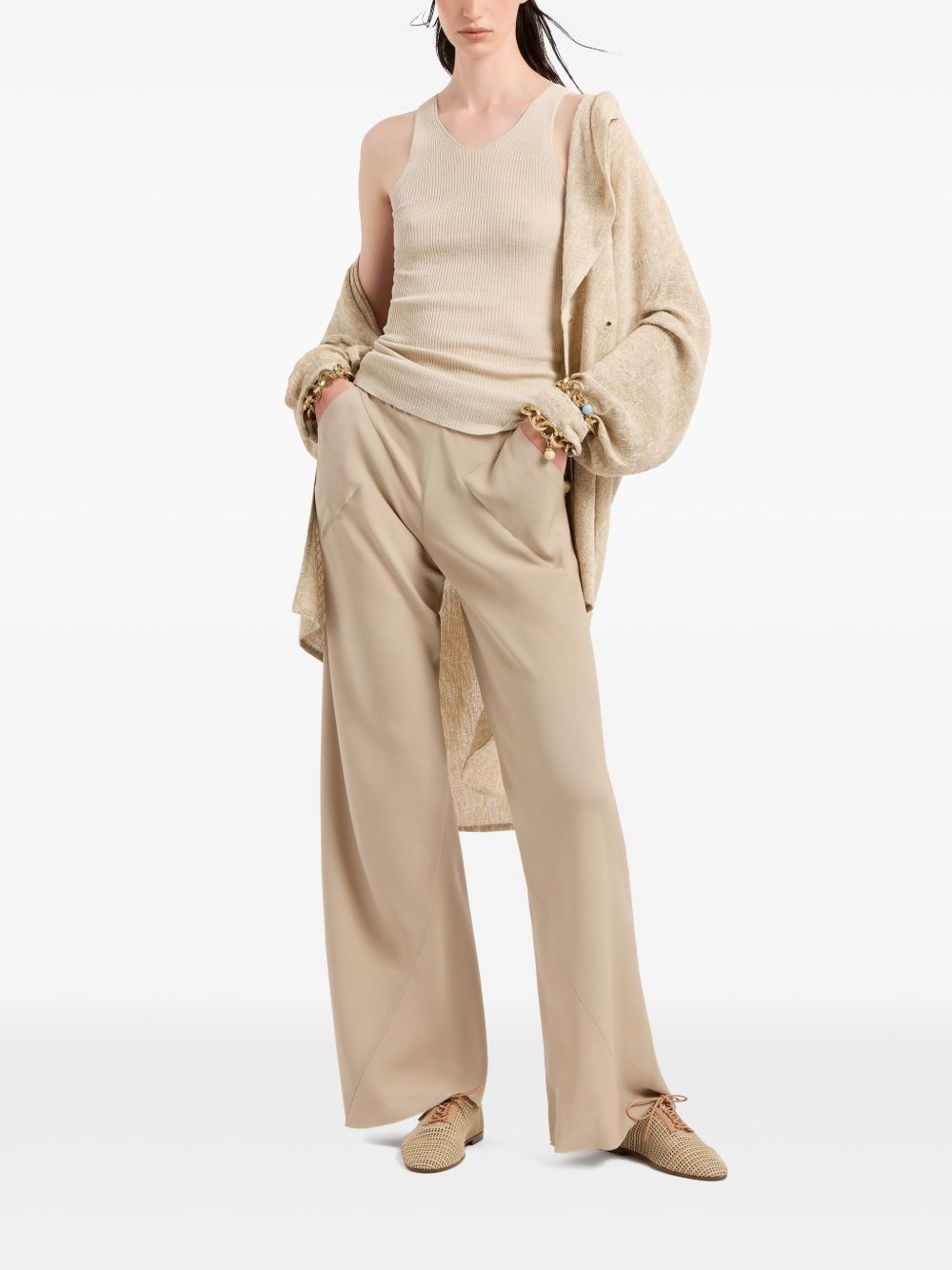 flared silk track pants - 2