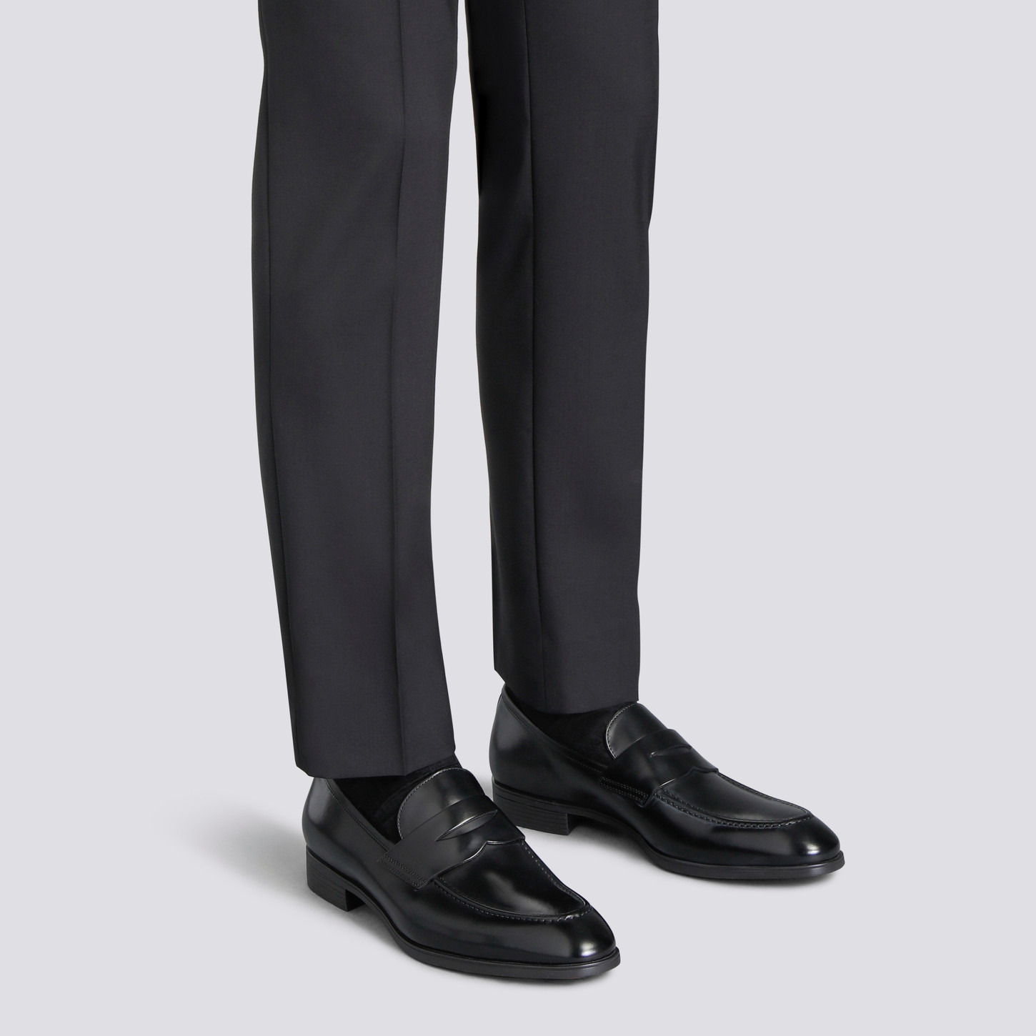 Men's black leather penny loafer - 2