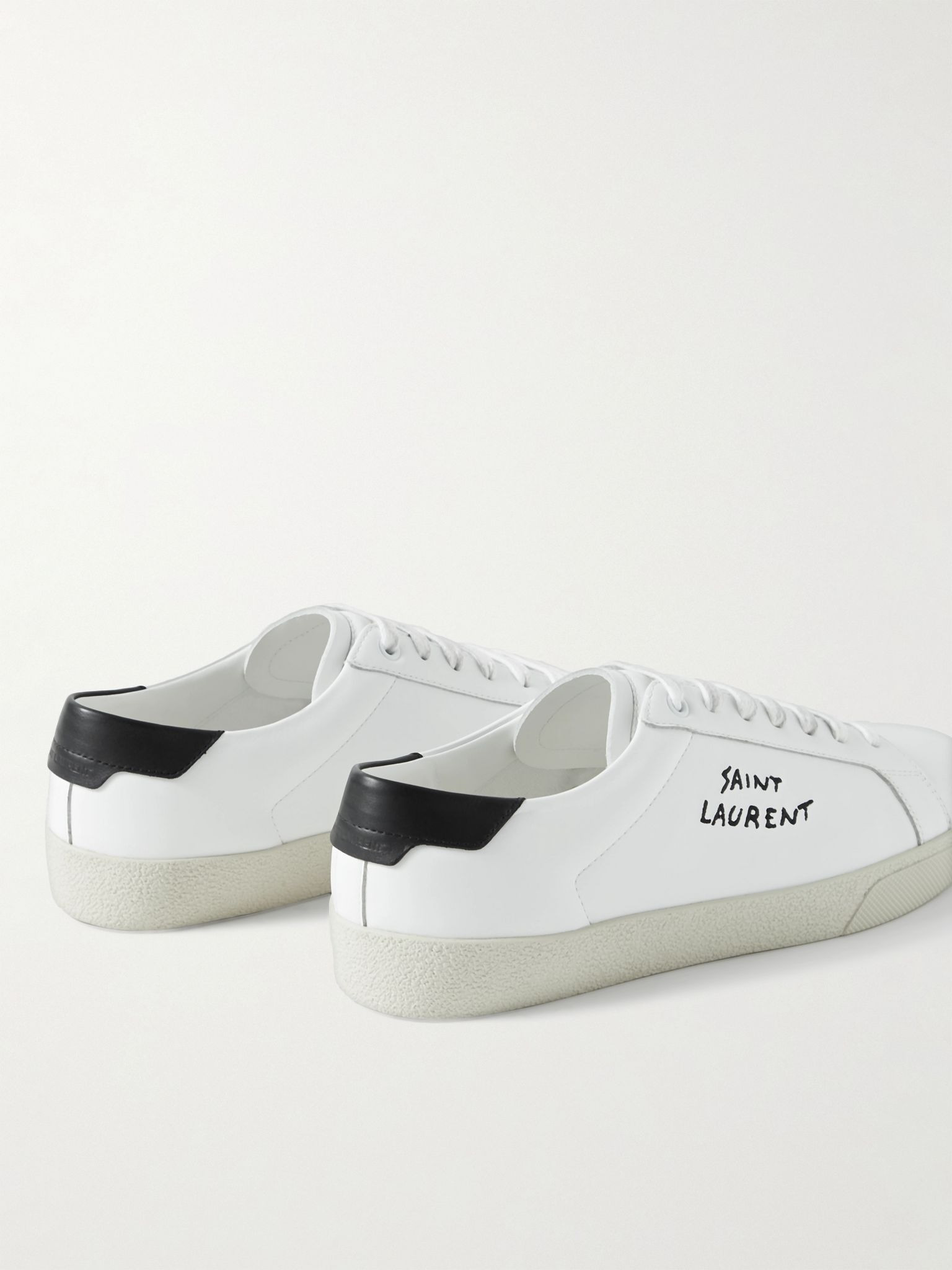 SL/06 Court Classic Logo-Embroidered Leather Sneakers White - 4