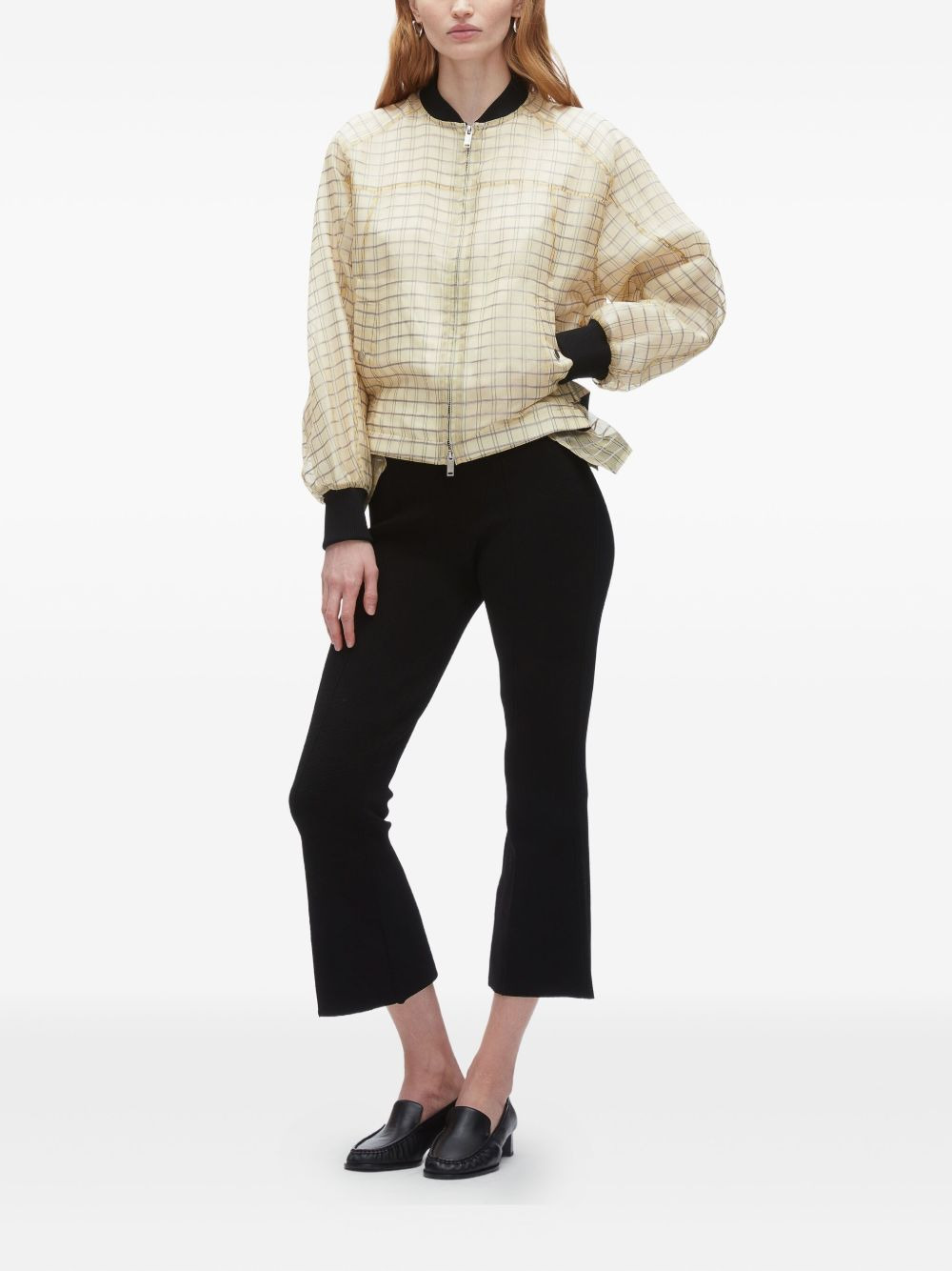 checked belted bomber jacket - 2