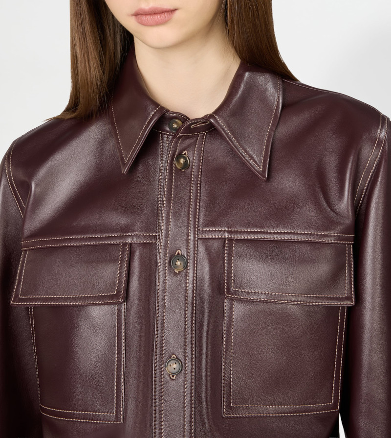 SHIRT IN LEATHER - BURGUNDY 5