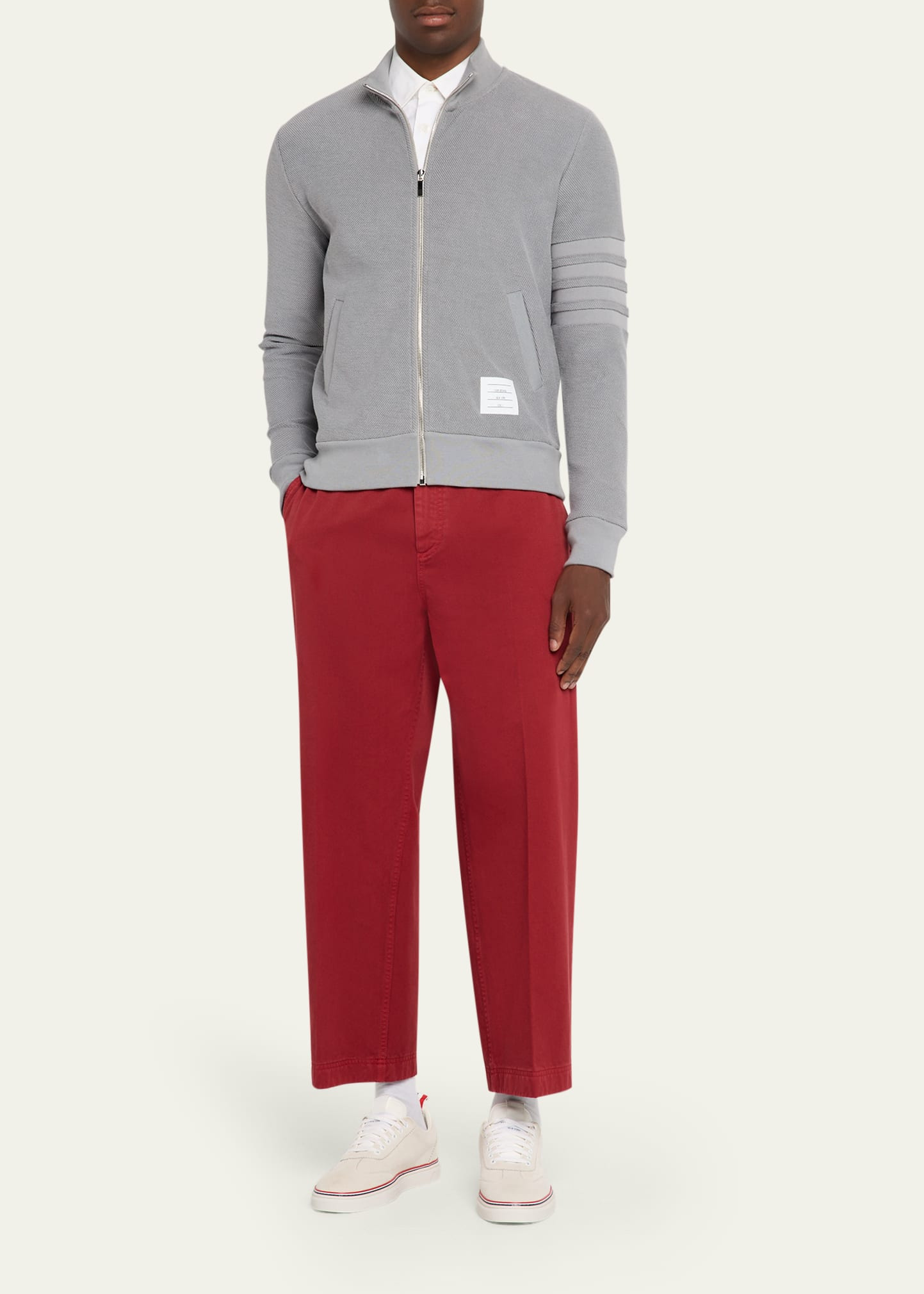 Men's Cotton 4-Bar Stripe Full-Zip Sweater - 2