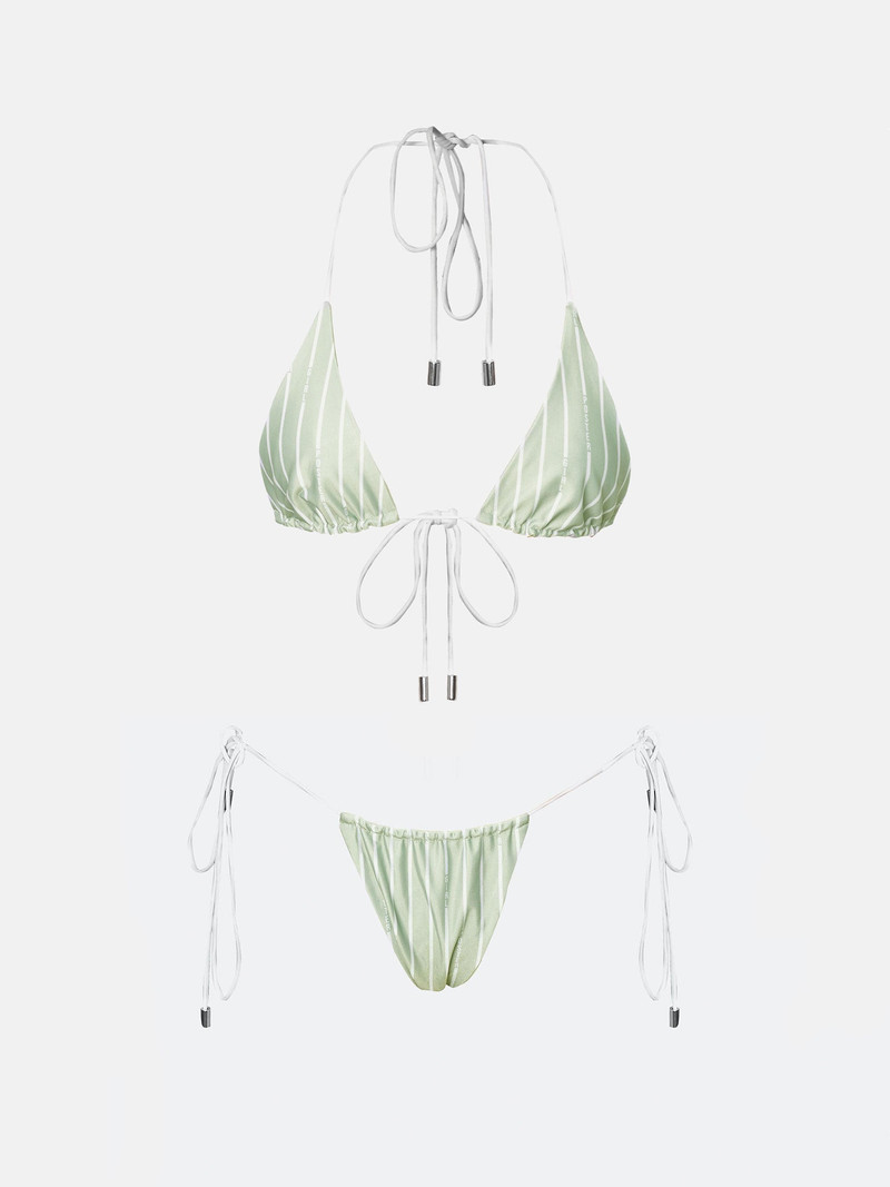 WOODS BIKINI BOTTOMS GREEN/WHITE PINSTRIPE 9