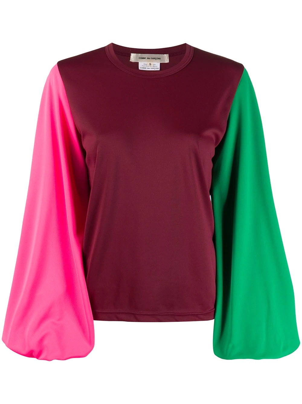 colour-block balloon sleeved blouse  - 1