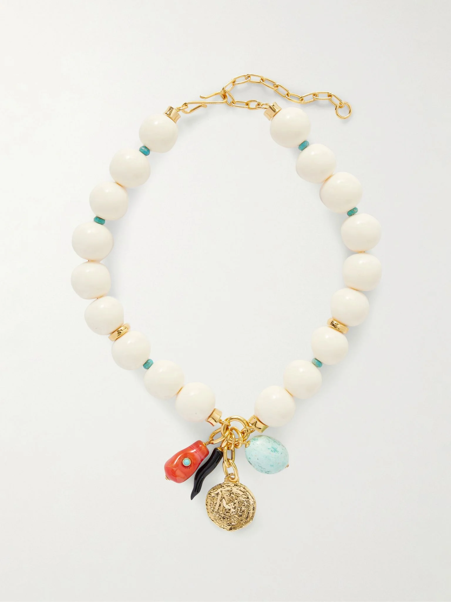 Blanca gold-tone, turquoise and agate beaded necklace Multi - 1