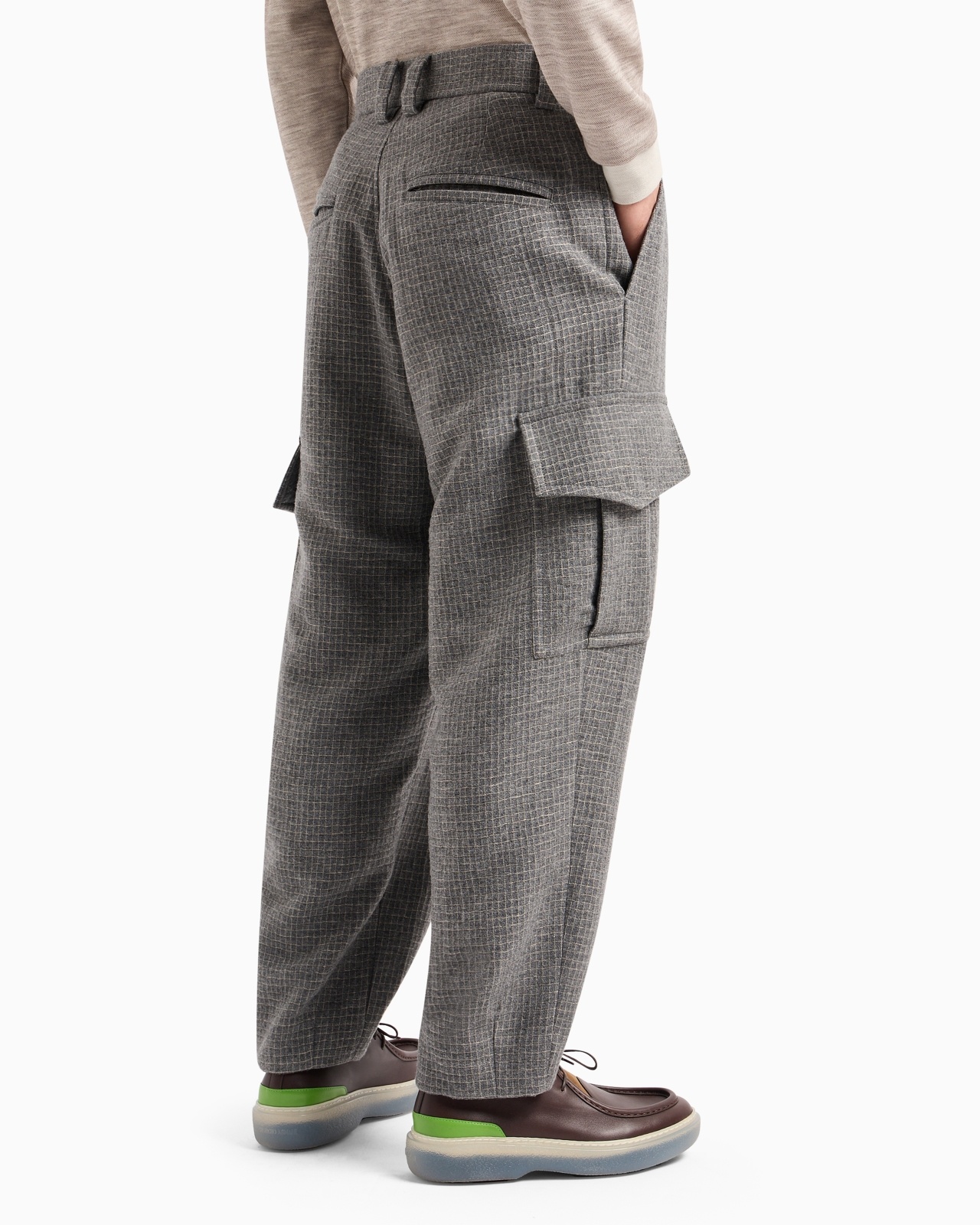 ONE-PLEAT CARGO TROUSERS IN A WOOL BLEND WITH METALLIC THREAD - 3