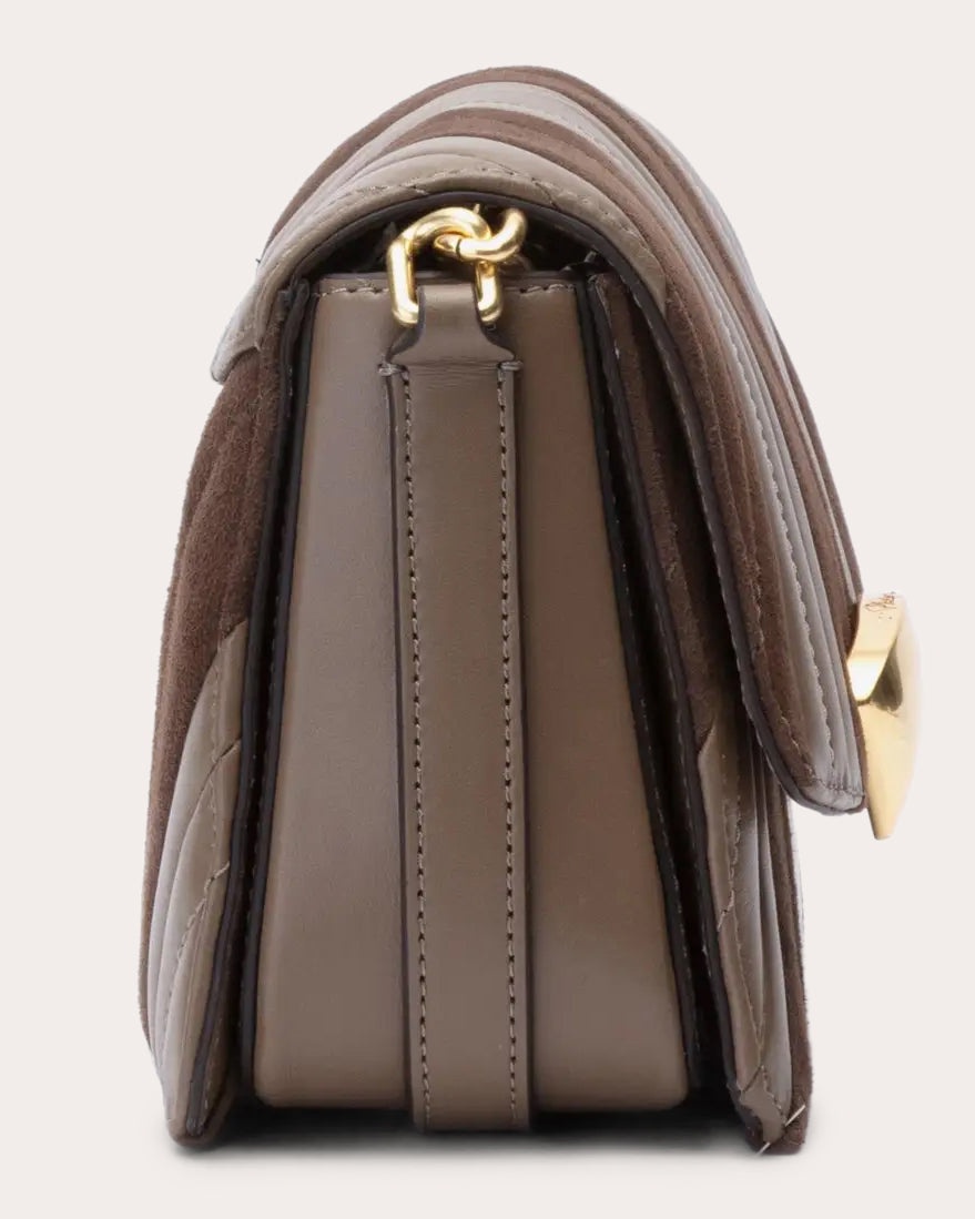 ID Paneled Quilted Leather & Suede Shoulder Bag - 4
